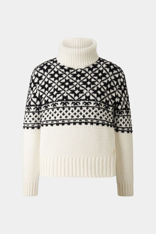 Rollkragenpullover Nadia Off-White/Schwarz