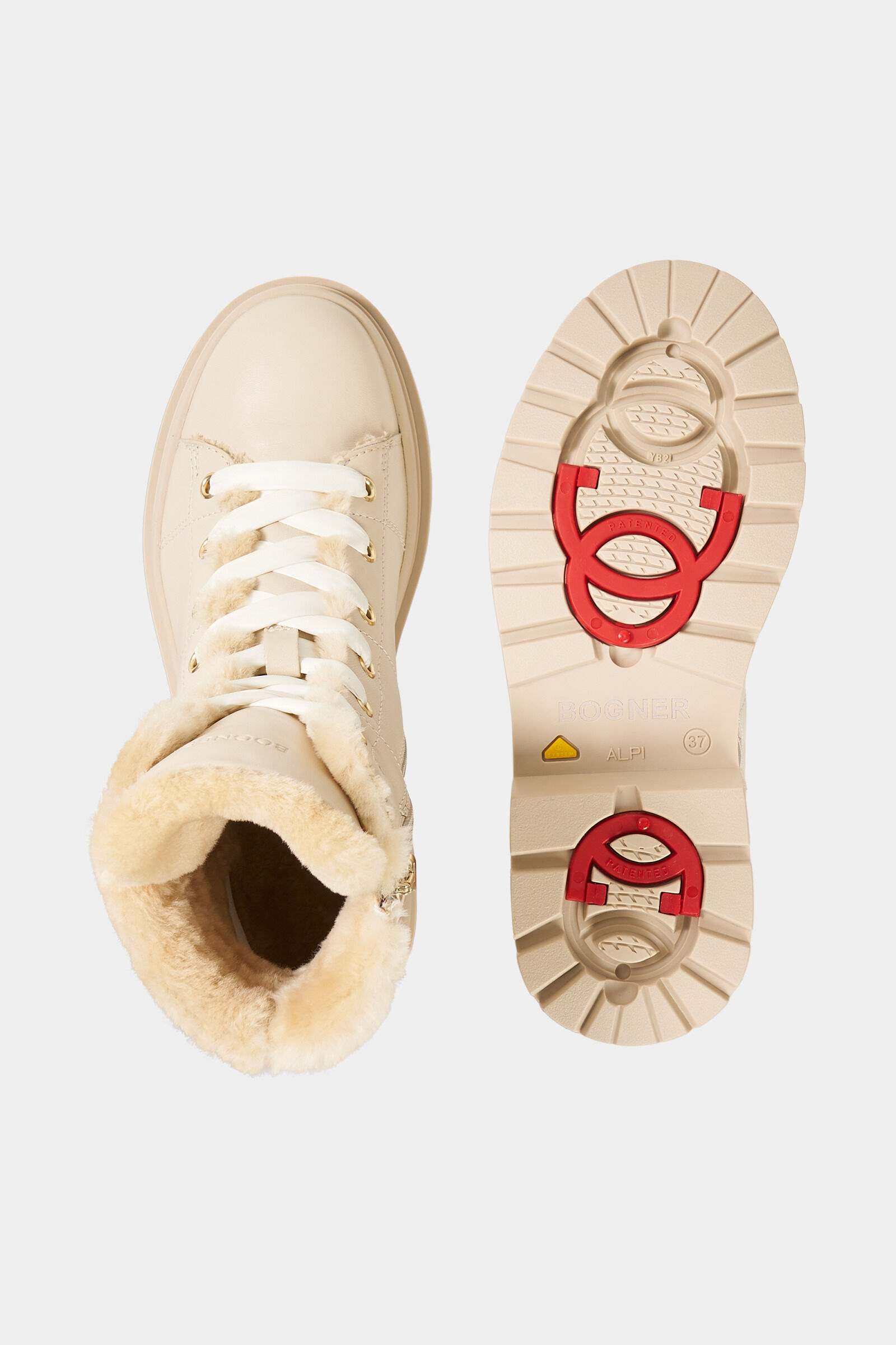 St. Moritz lace-up boots with spikes Cream