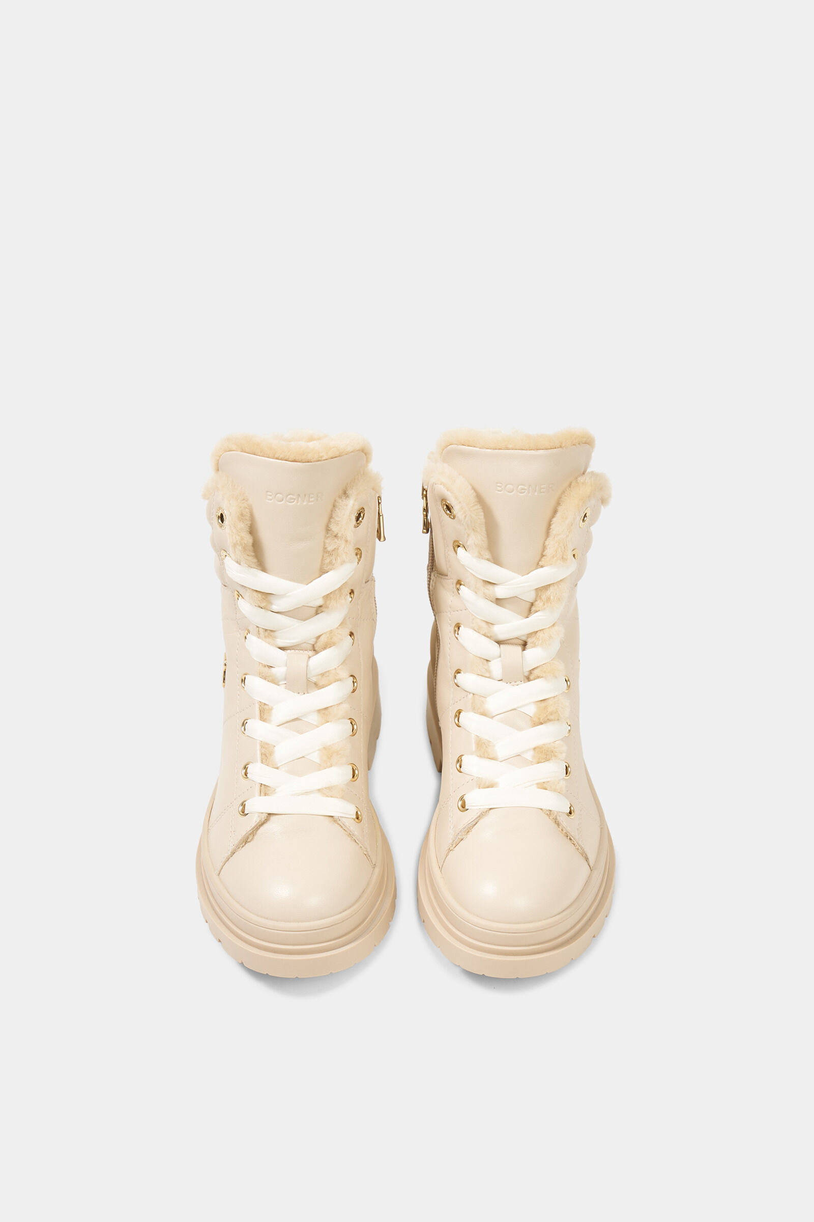 St. Moritz lace-up boots with spikes Cream