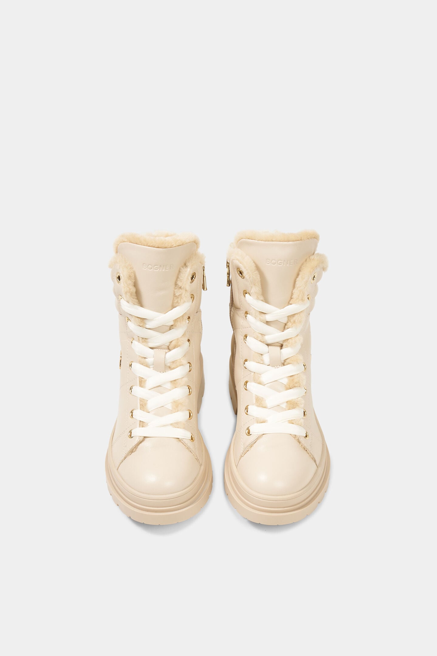 St. Moritz lace-up boots with spikes Cream