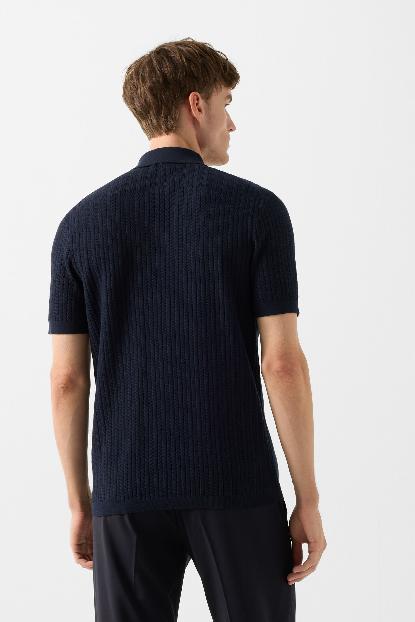 Strick-Polo-Shirt Tobias Navy-Blau