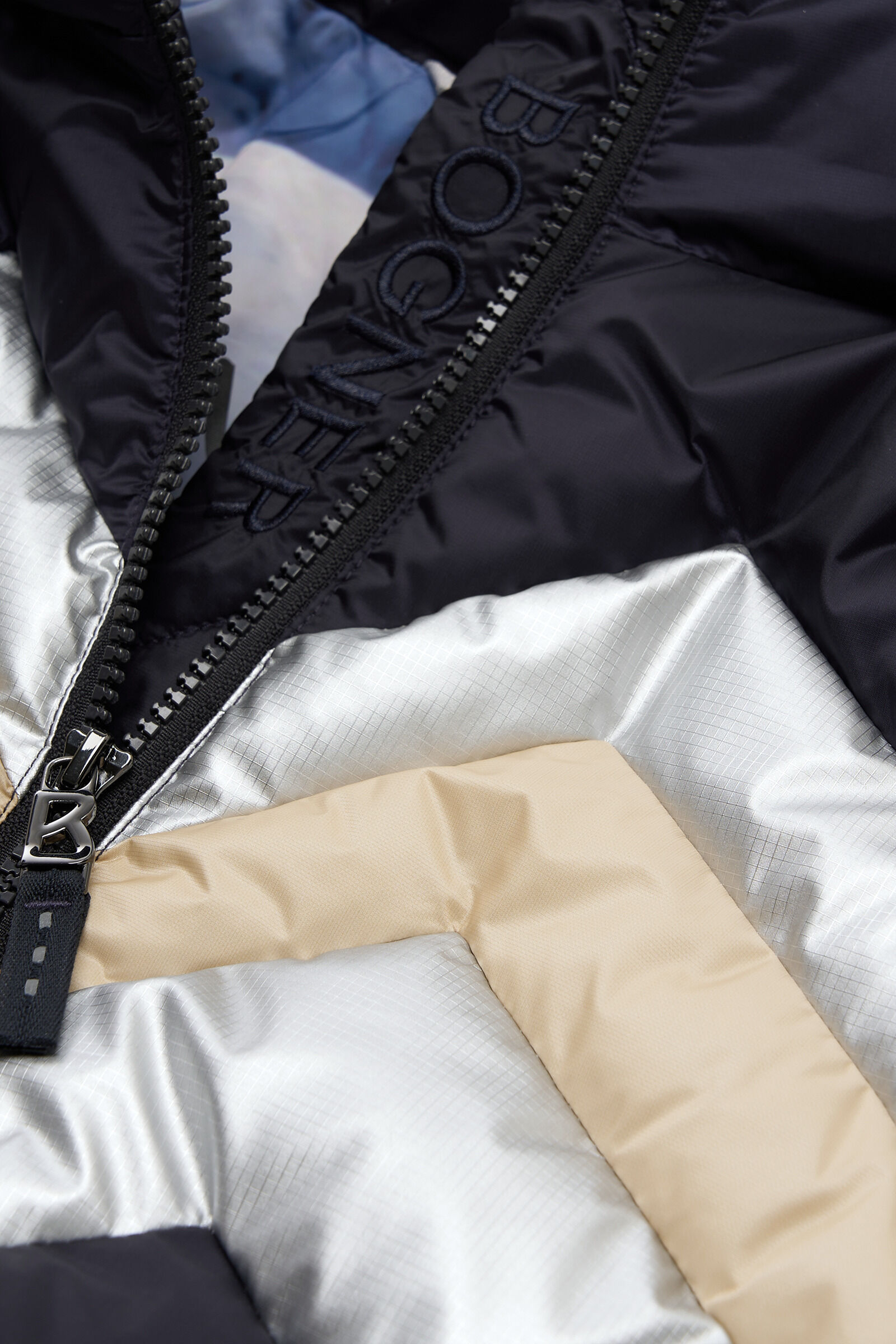 Kids down ski jacket Maddy Navy blue/silver/beige
