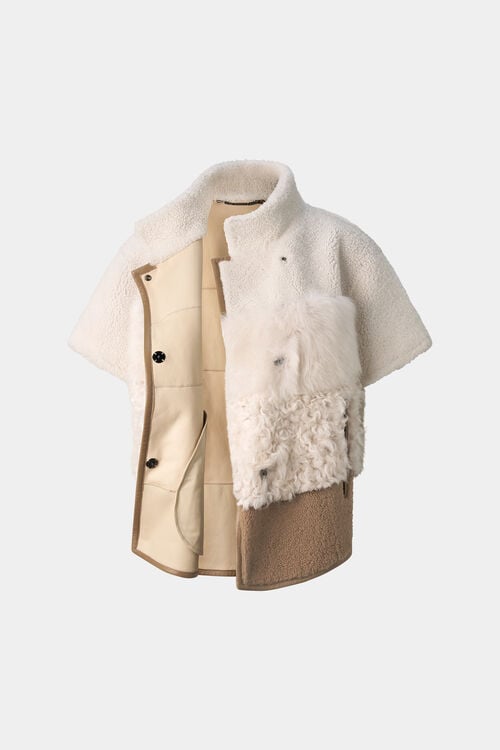 Lammfell-Jacke Lexy Creme/Braun