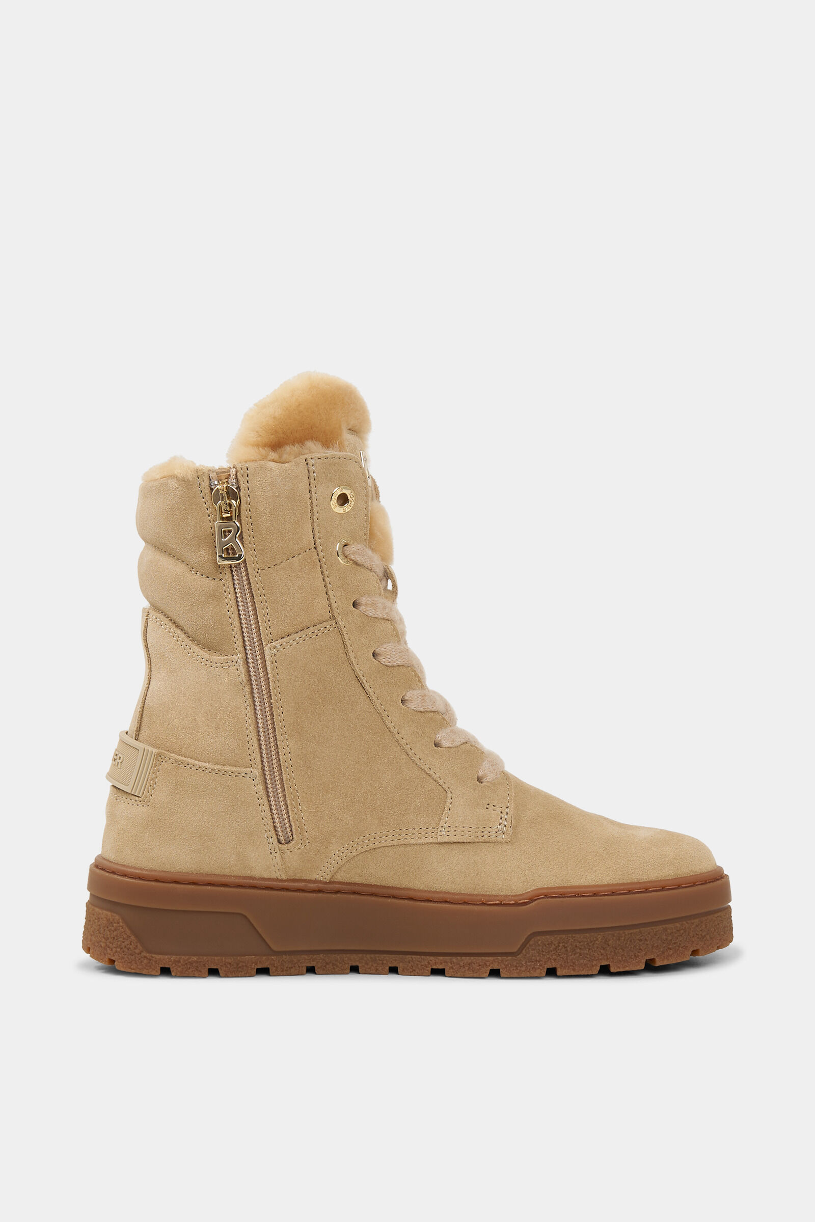 Calgary lace-up boots with spikes Camel