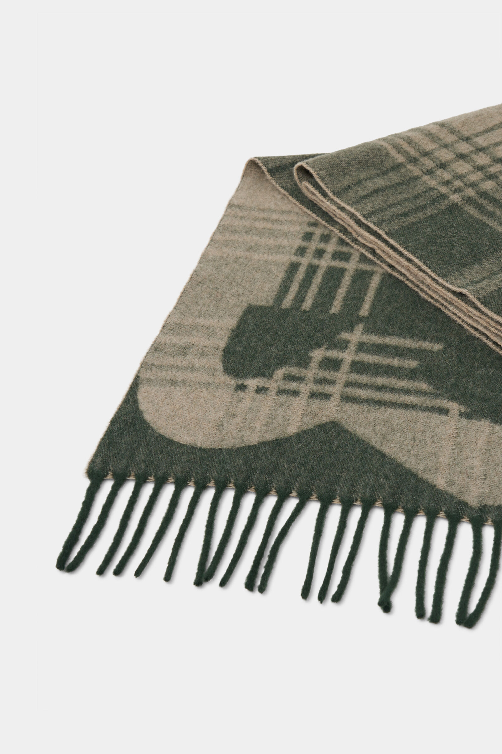 Wool scarf Scarf Dark green/beige