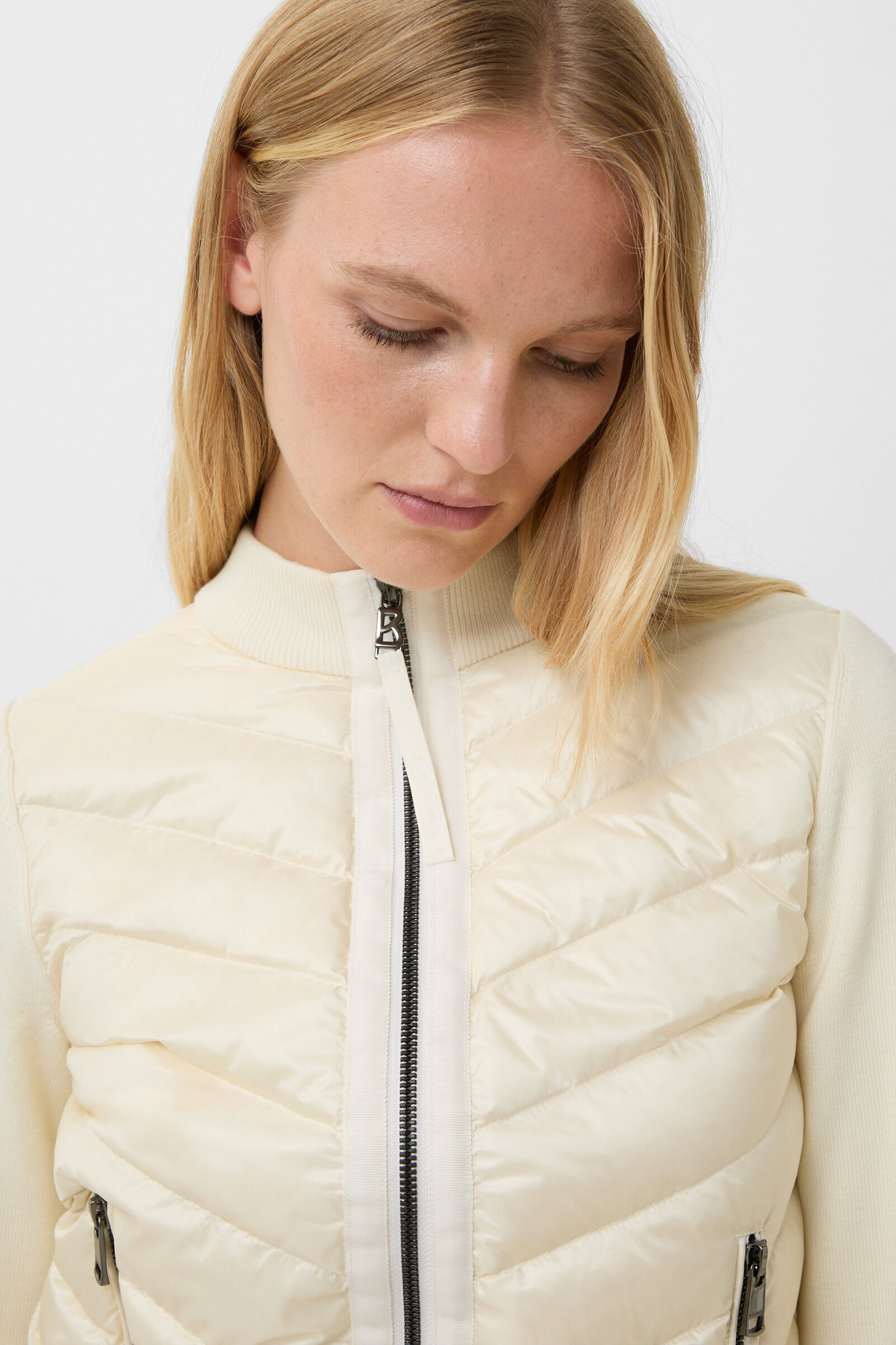 Zilly hybrid knit jacket Cream