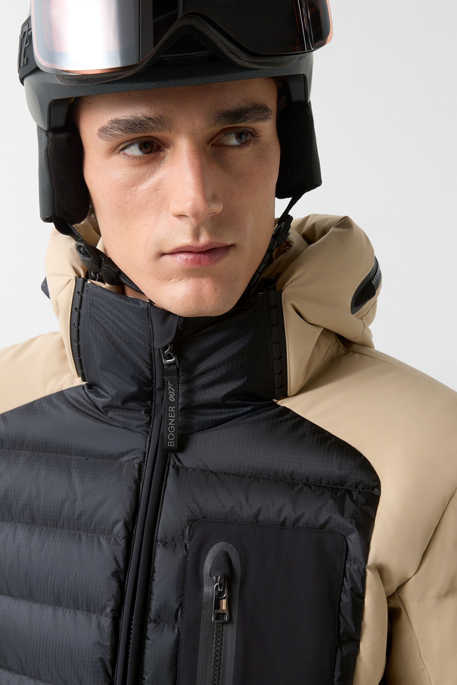 Bond down ski jacket Beige/black
