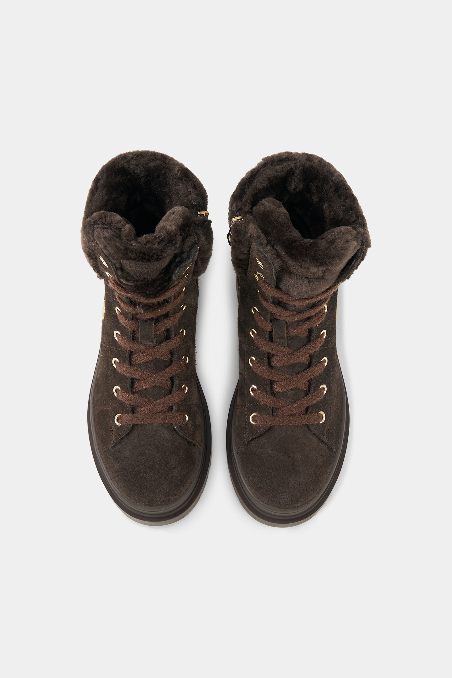 St. Moritz lace-up boots with spikes Chocolate