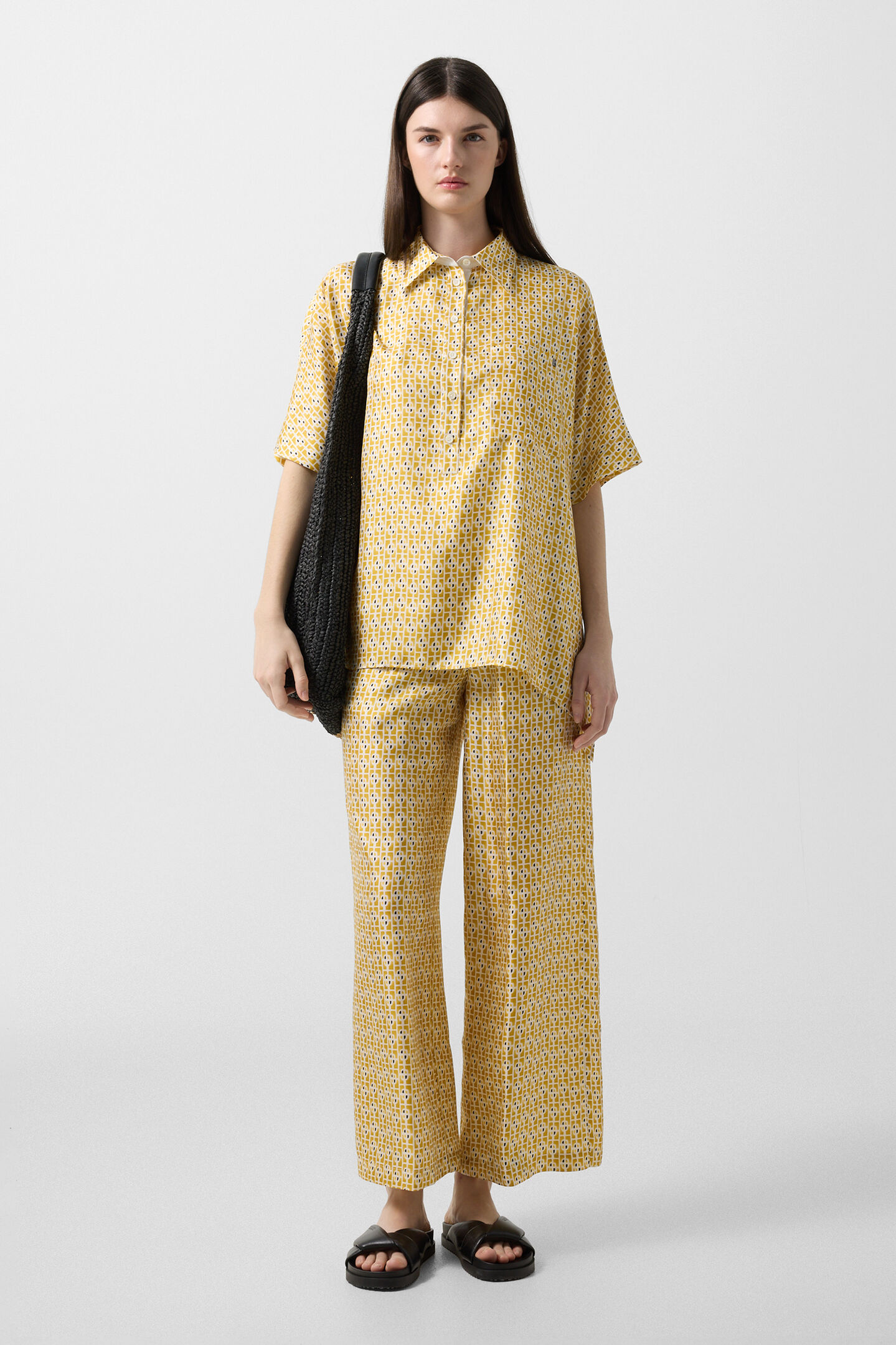 Elvira silk blouse Yellow/cream