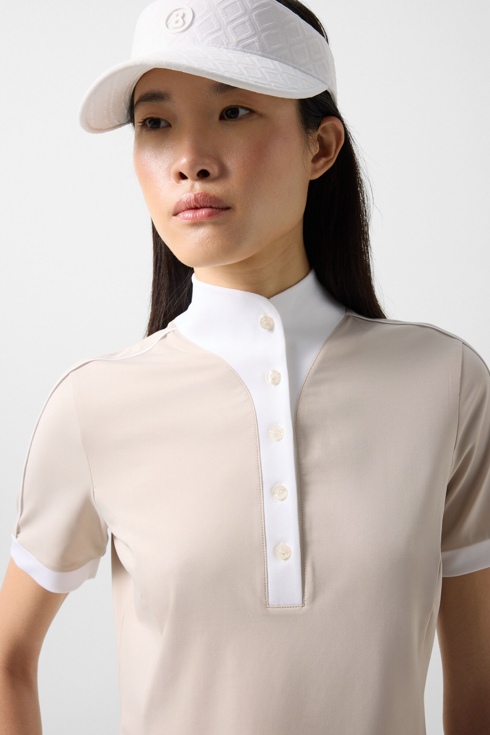 Katrina functional short-sleeved top Sand/white