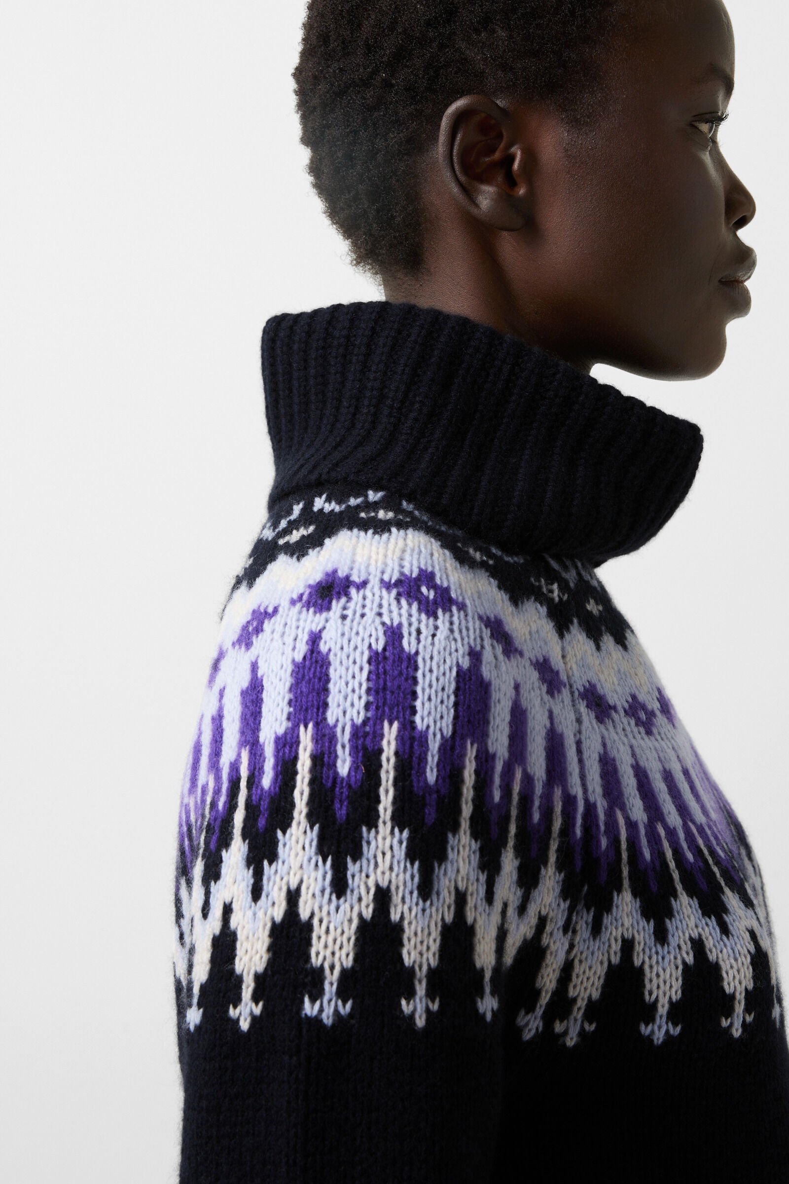 Norwegian jumper Ingrid Navy blue/off-white/purple