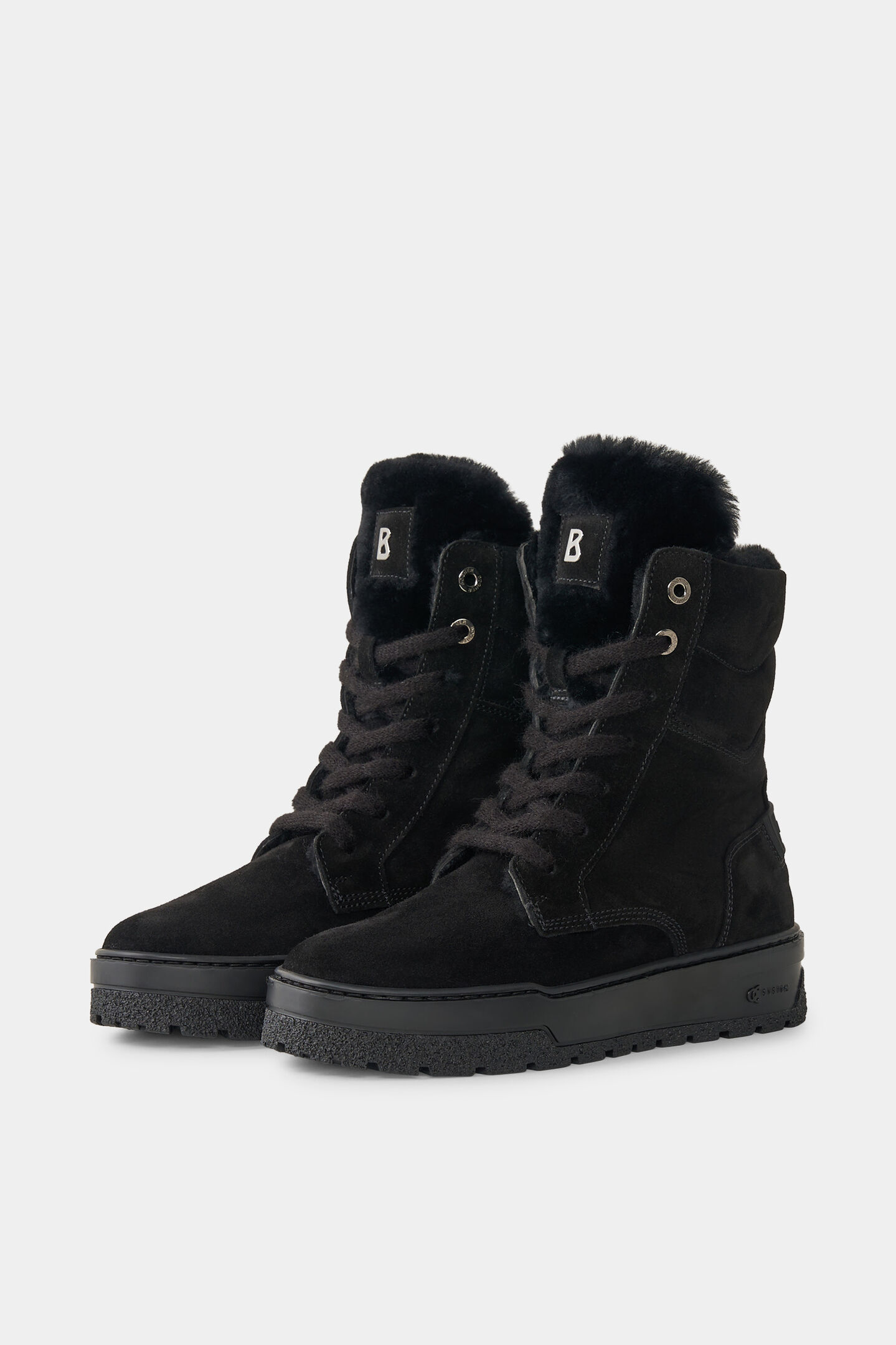 Calgary lace-up boots with spikes Black