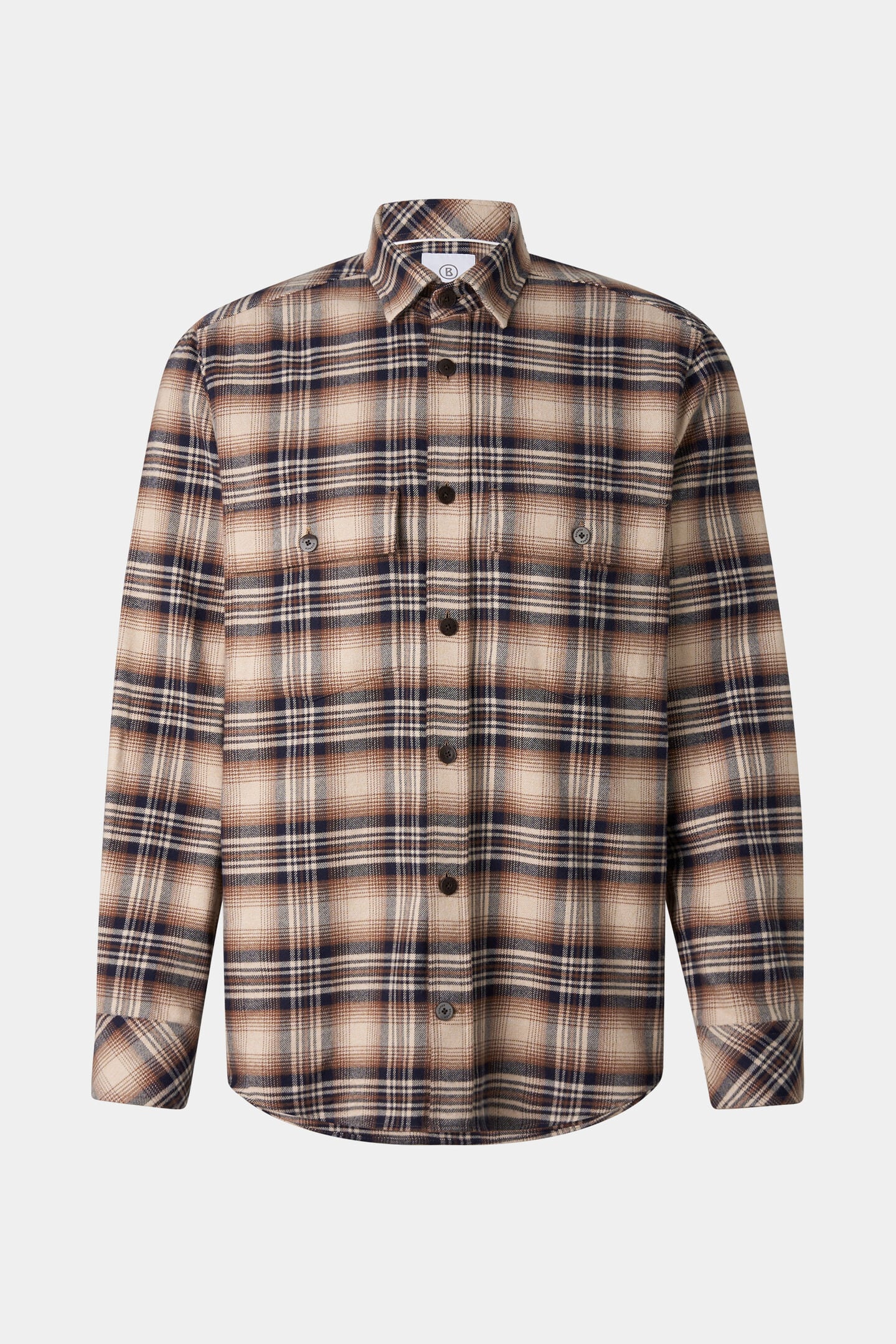 Heiko flannel shirt Beige/Navy Blue