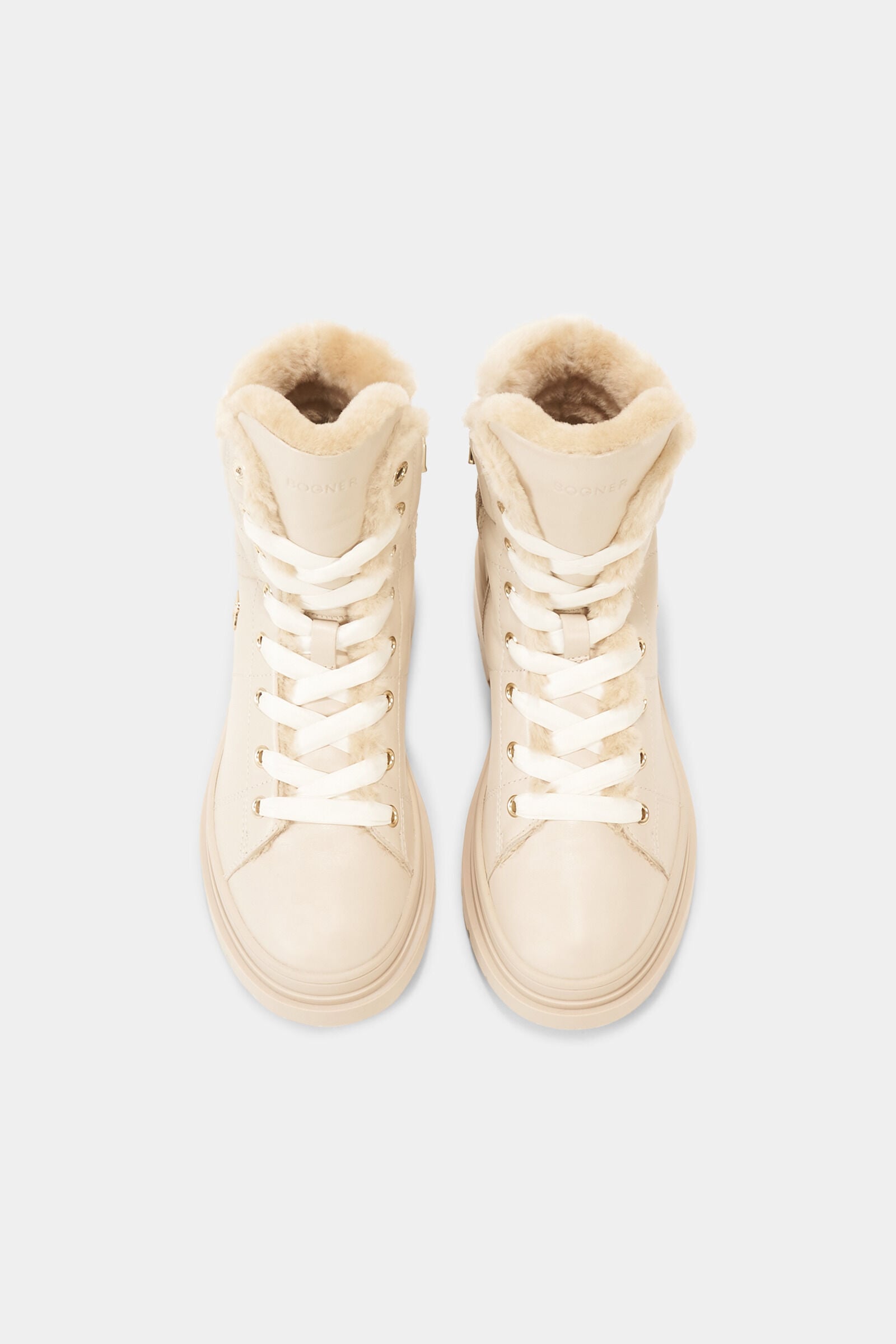 Schn&uuml;rboots St. Moritz mit Spikes Creme