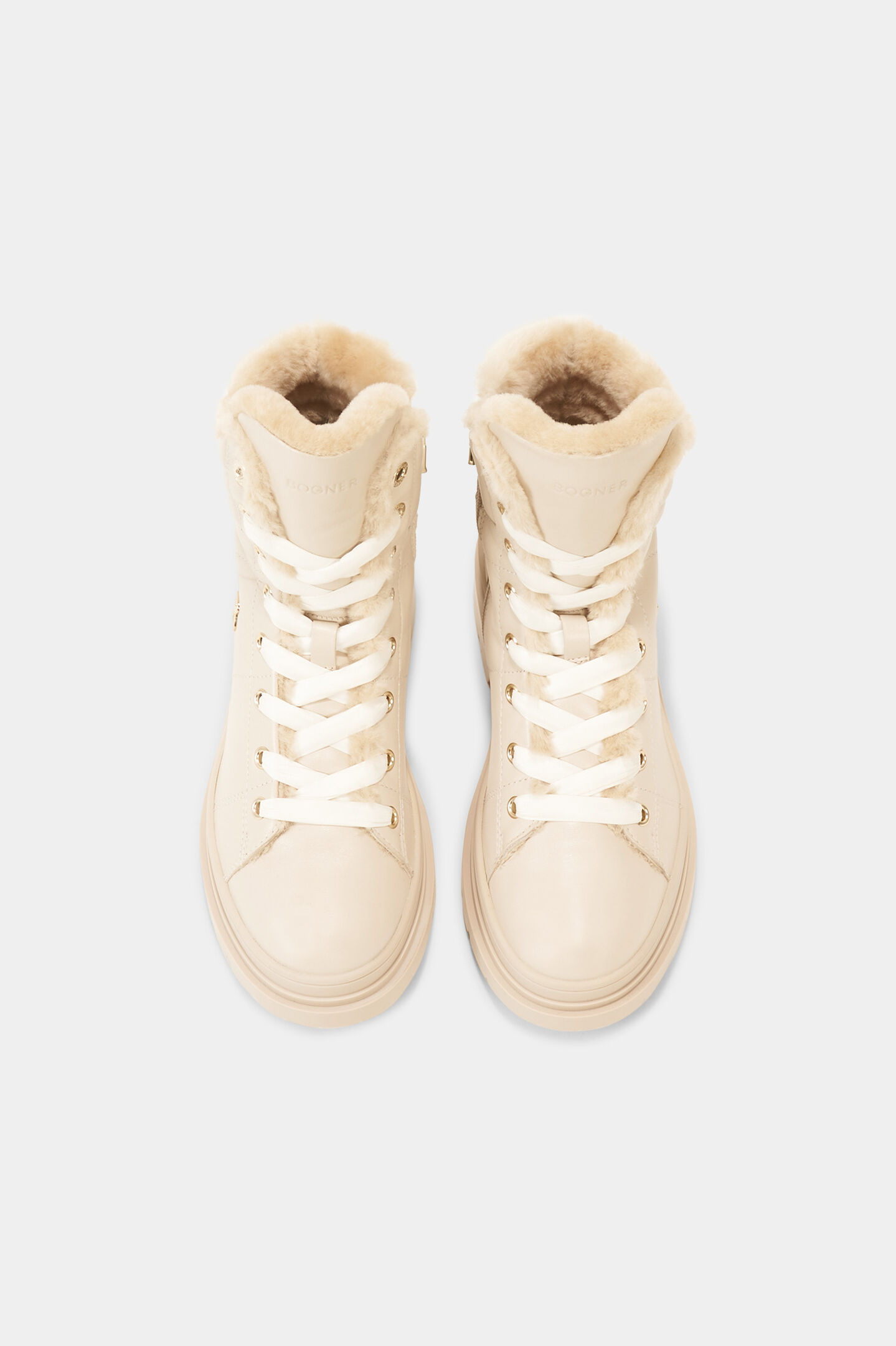Schn&uuml;rboots St. Moritz mit Spikes Creme