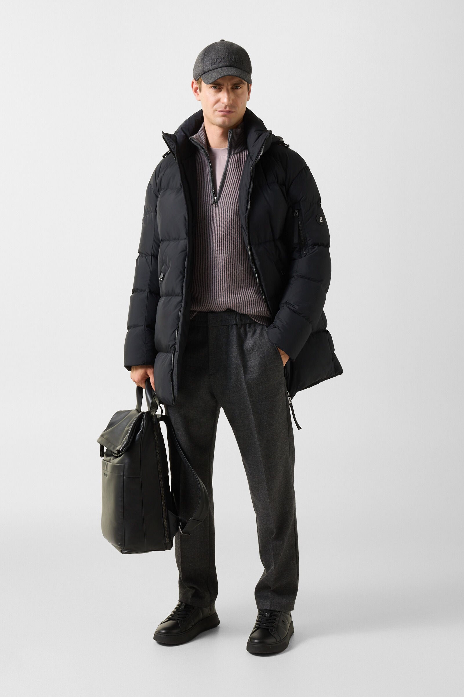 Dwayne Virgin Wool and Cashmere Turtleneck Jumper Mauve/Grey