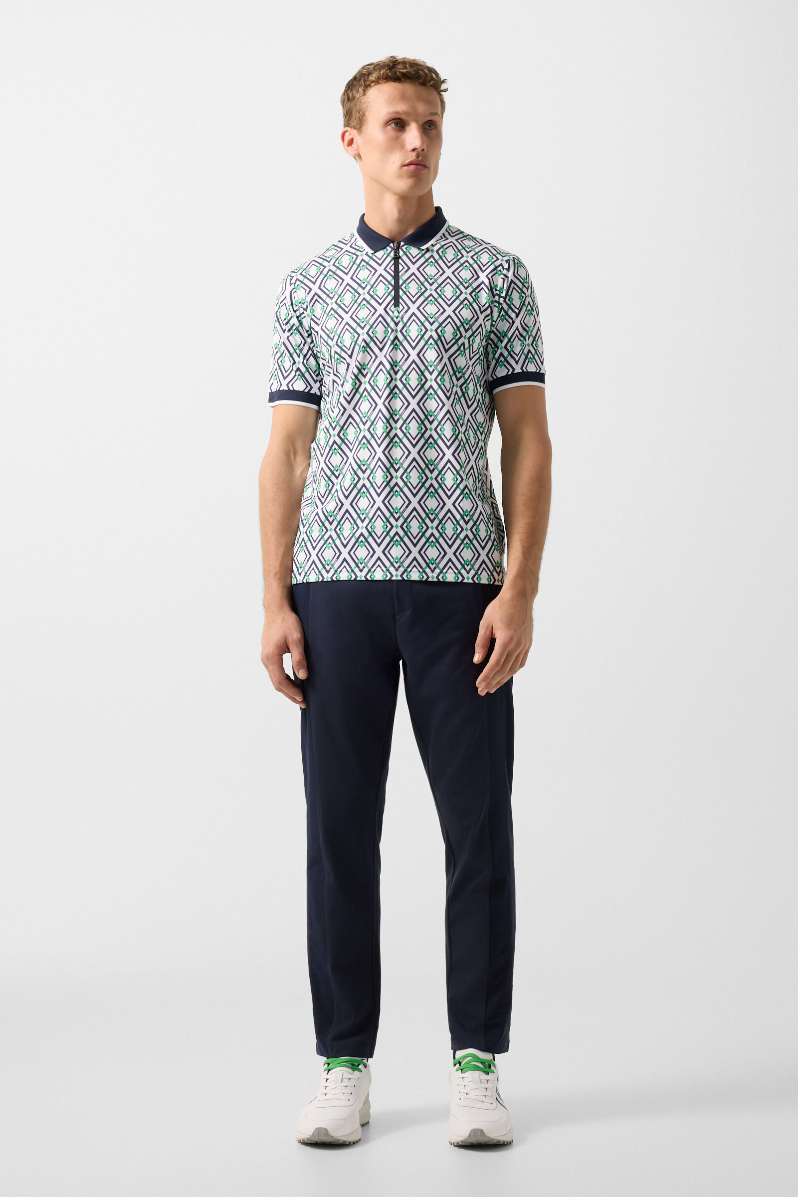 Funktions-Polo-Shirt Valentin Navy-Blau/Gr&uuml;n/Wei&szlig;