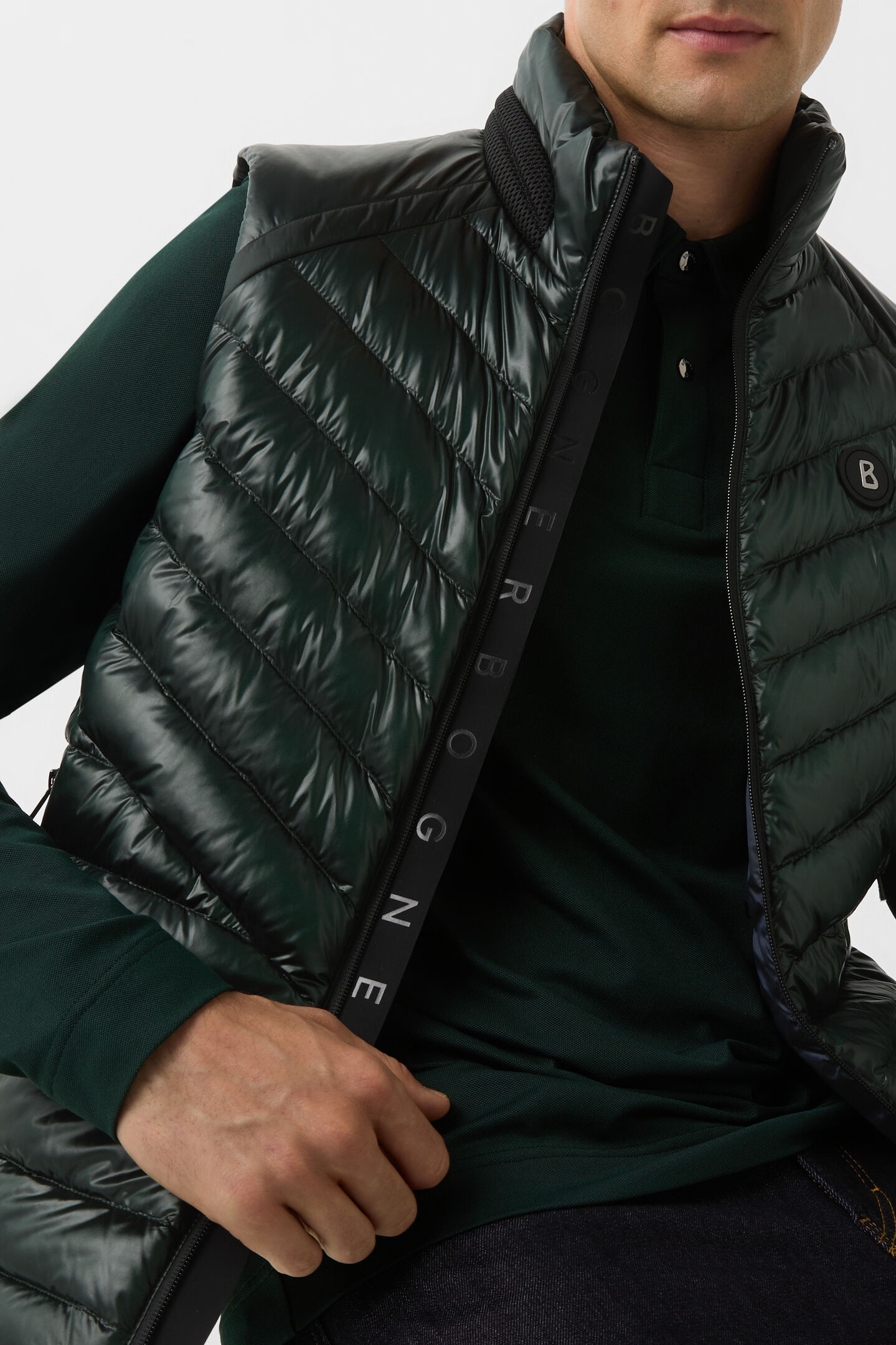 Lasse quilted waistcoat Dark green
