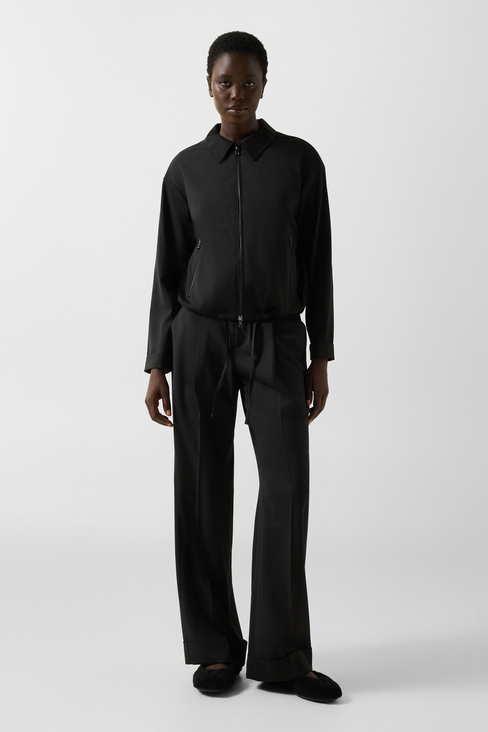 Schurwoll-Bluse Elody Schwarz
