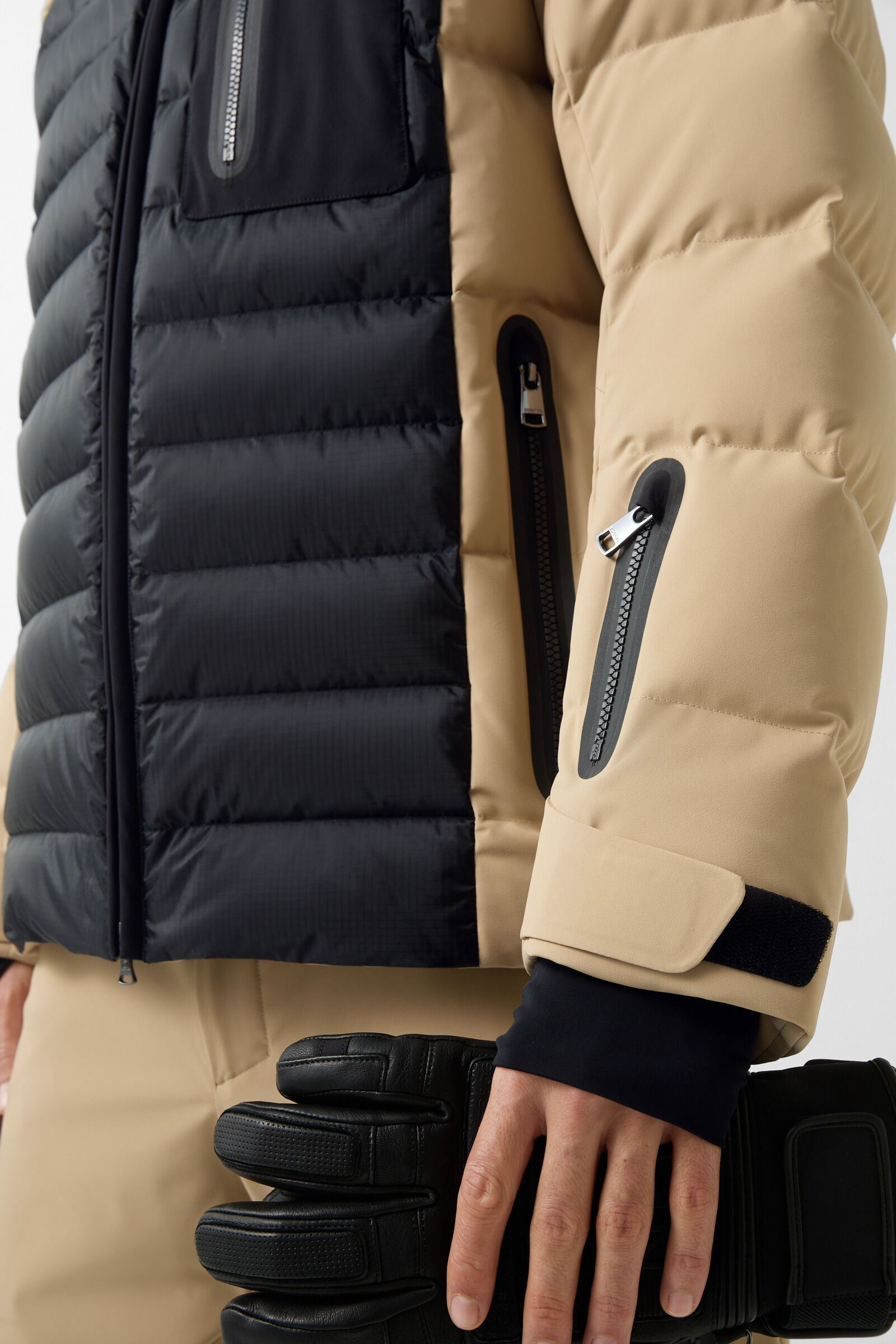 Bond down ski jacket Beige/black