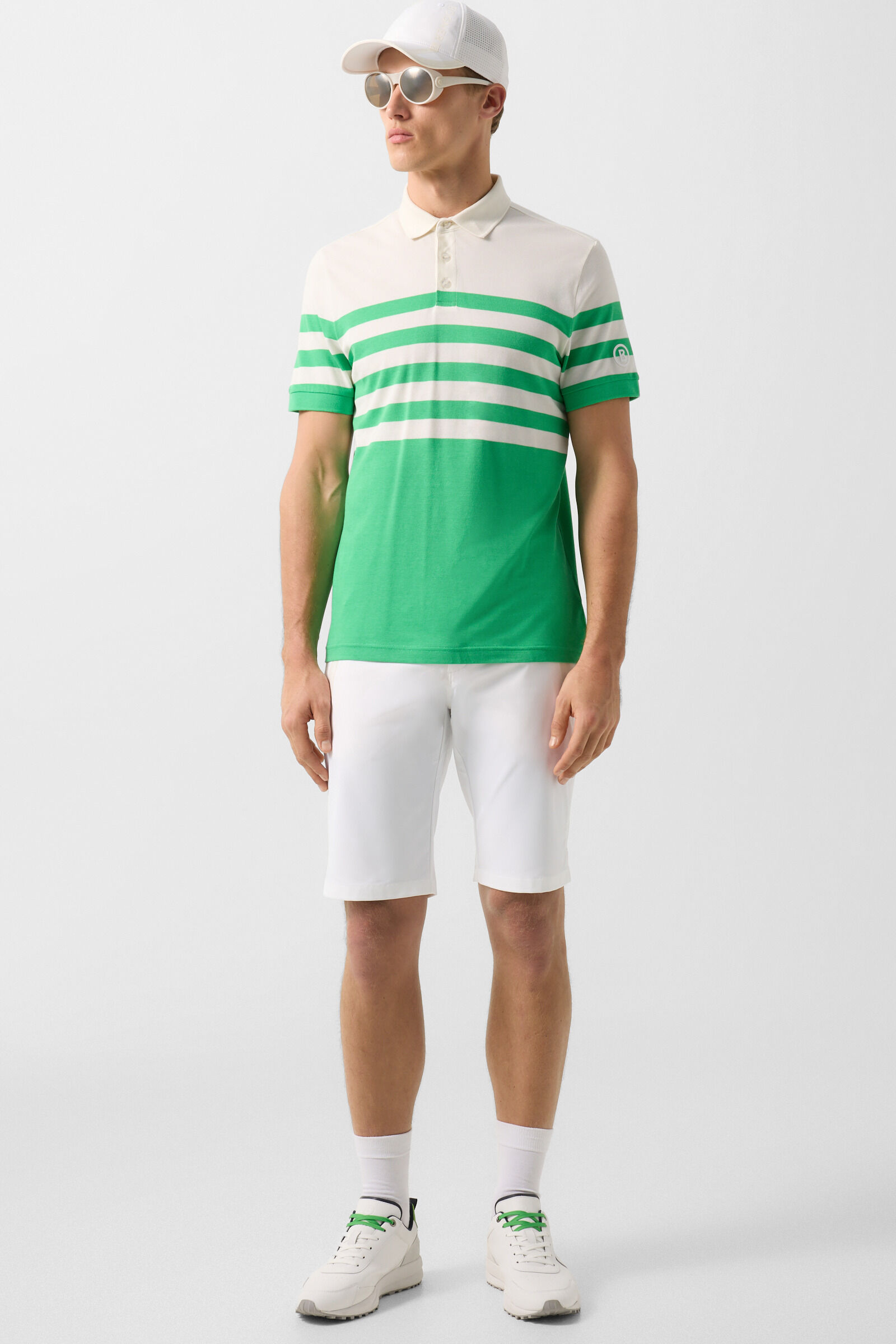 Funktions-Polo-Shirt Antonio Gr&uuml;n/Off-White