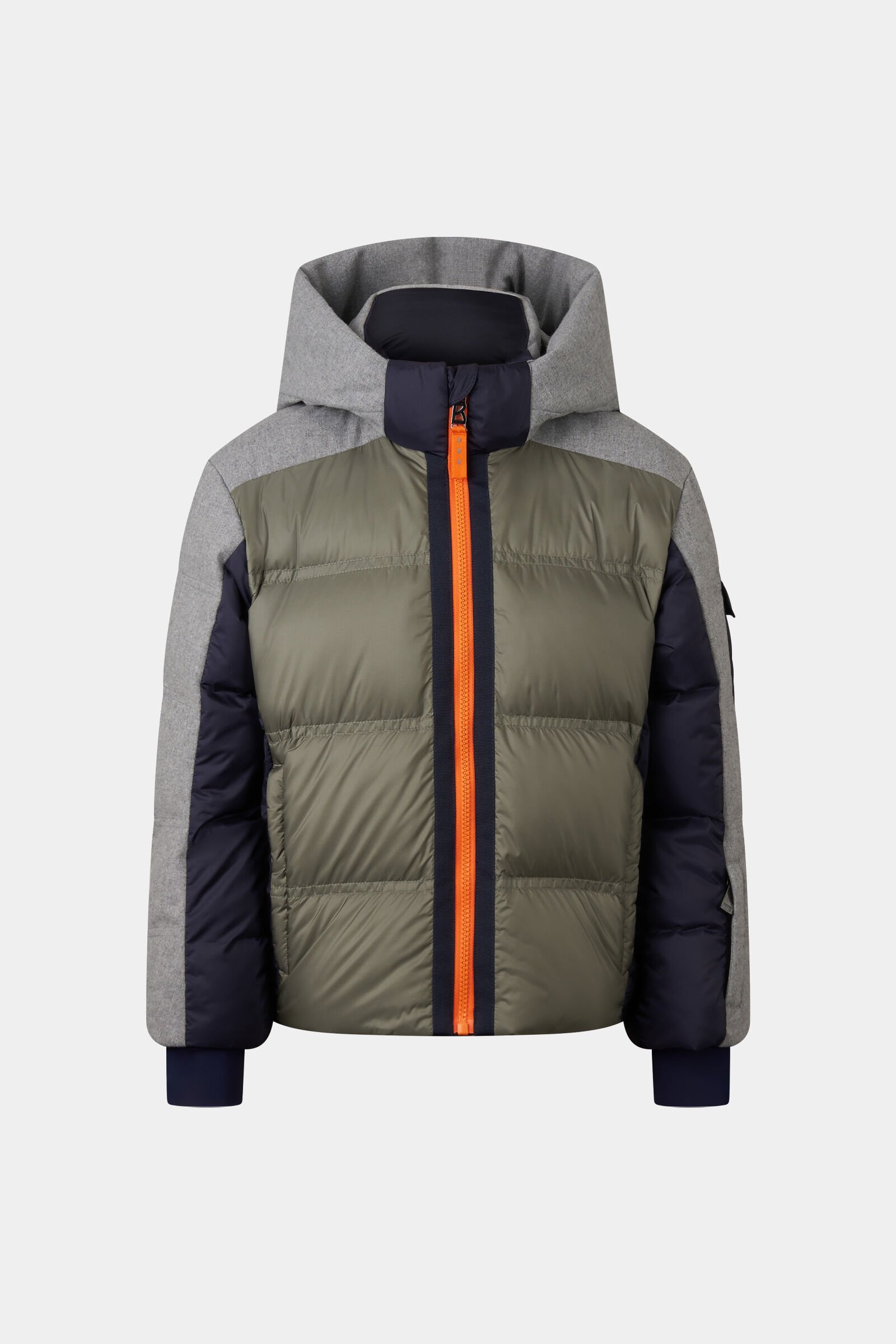 Kids ski jacket Pablo Light grey/olive/navy