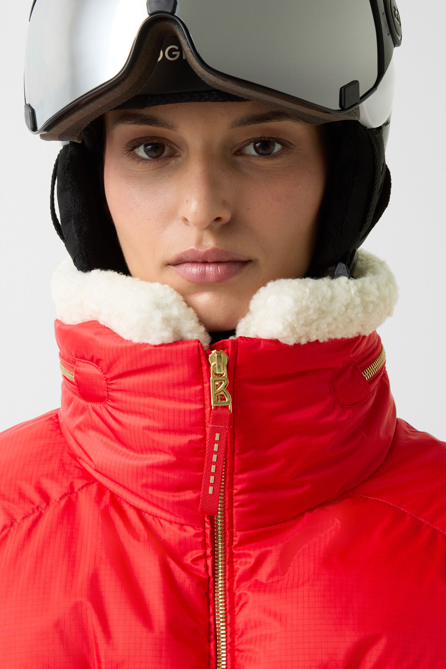 Valea down ski jacket Red/beige/black