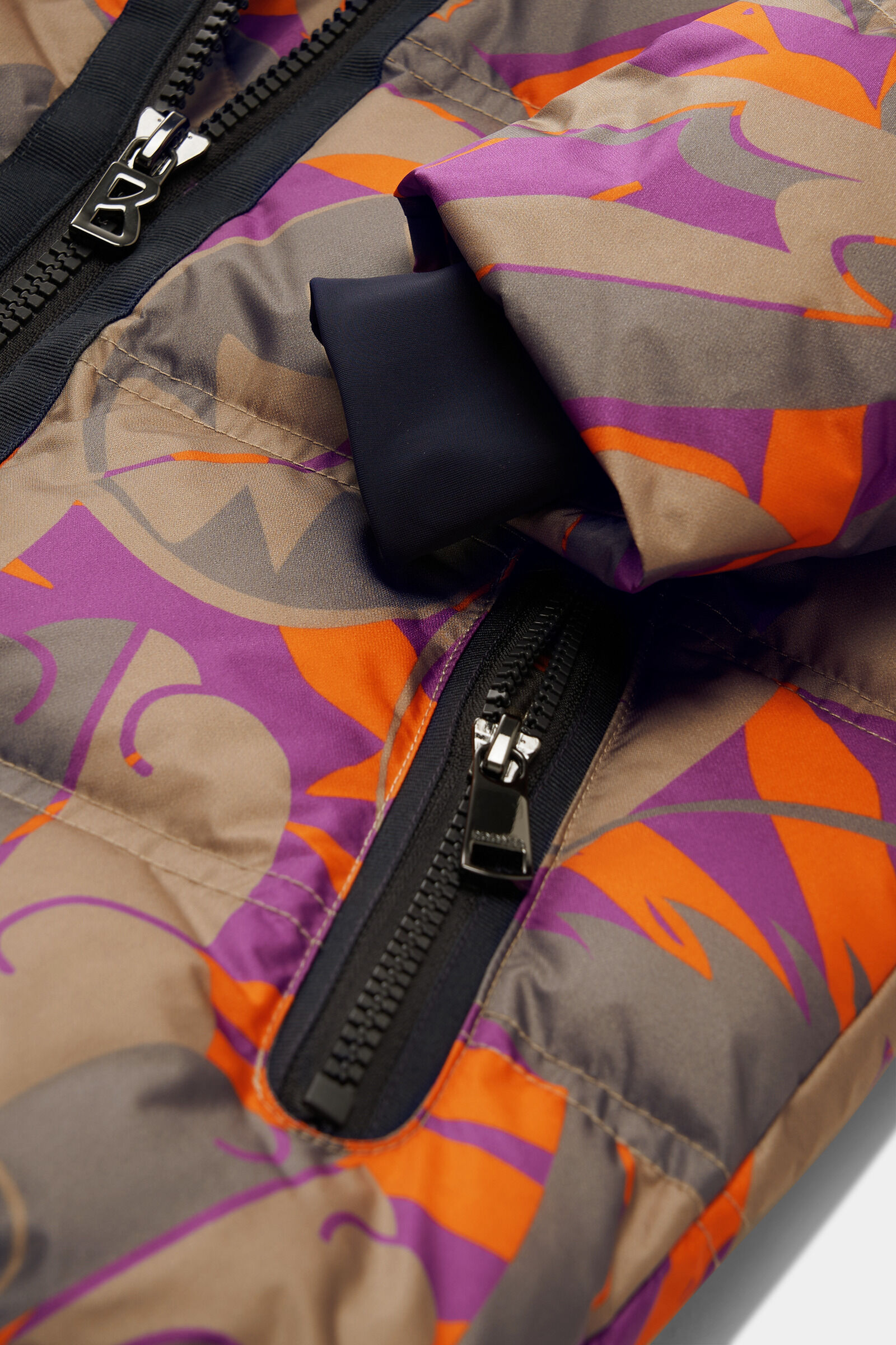 Kids down ski jacket Krissi Khaki/purple/orange