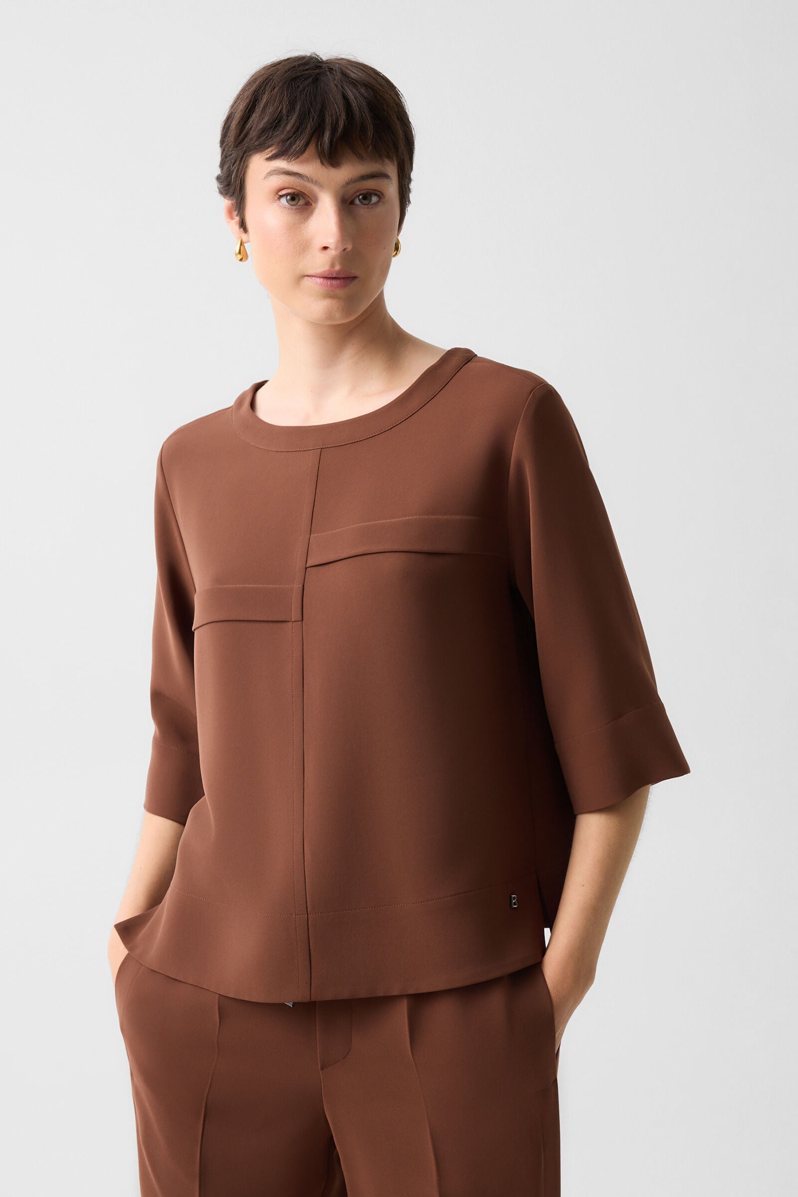 Enrica cr&ecirc;pe shirt Brown