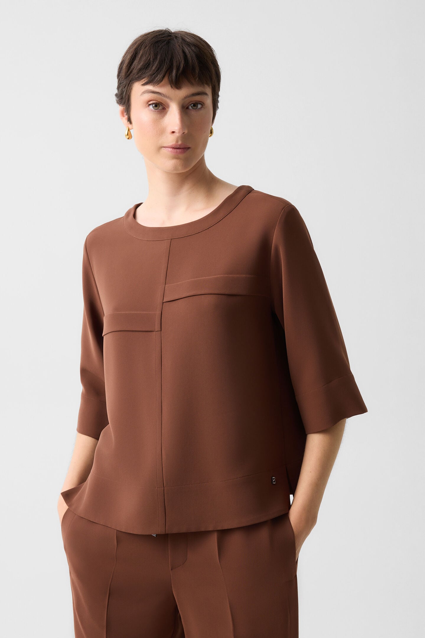 Enrica cr&ecirc;pe shirt Brown