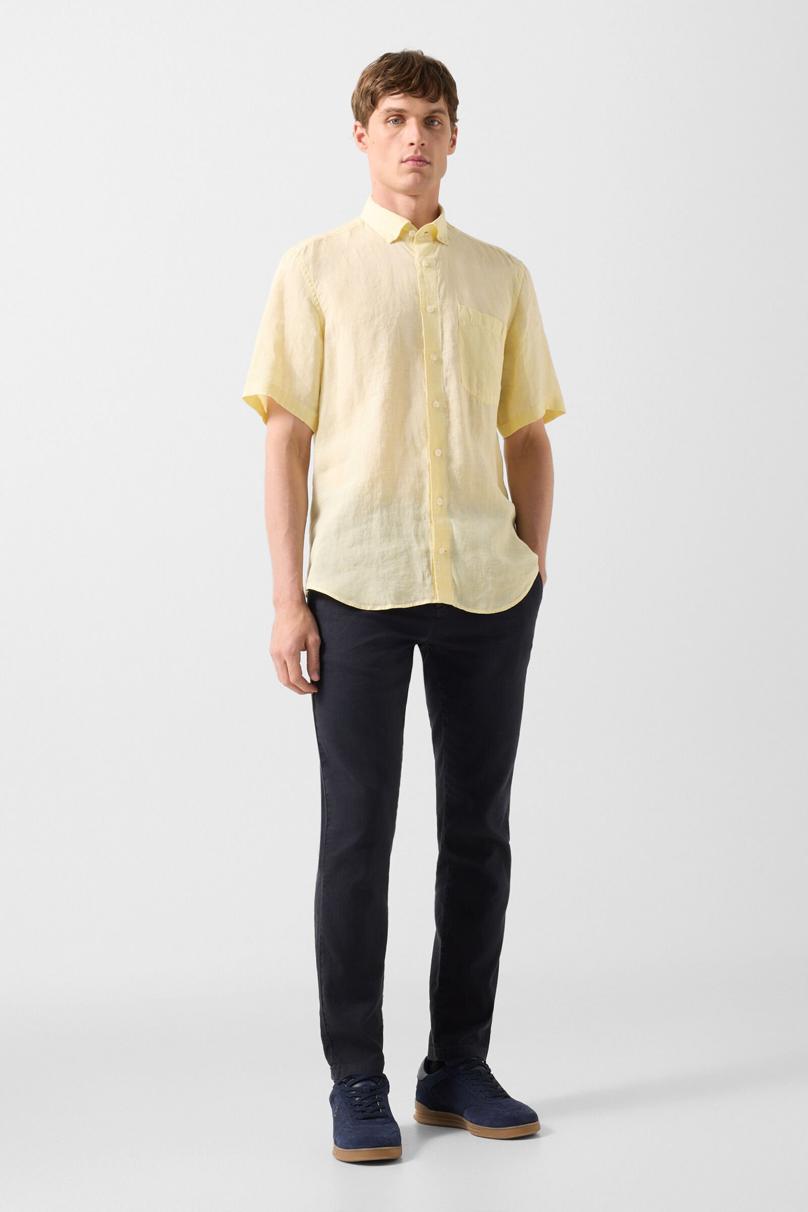 Linen short-sleeved shirt Lykos Yellow