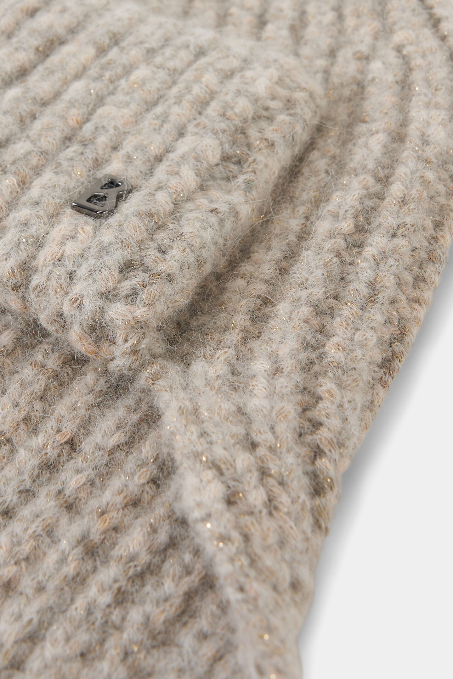 Alpaka-Woll-Mix-Schalm&uuml;tze Suzanne Beige/Grau