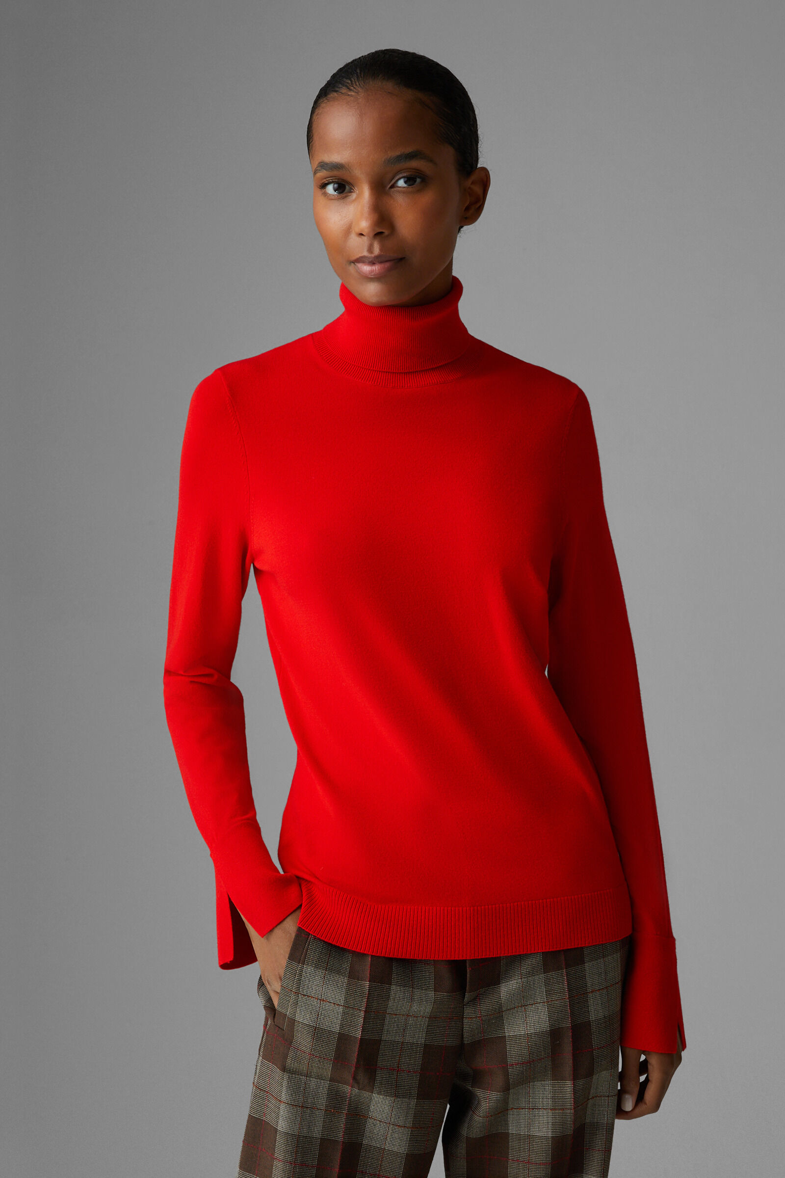 Womens red turtleneck shirt hotsell
