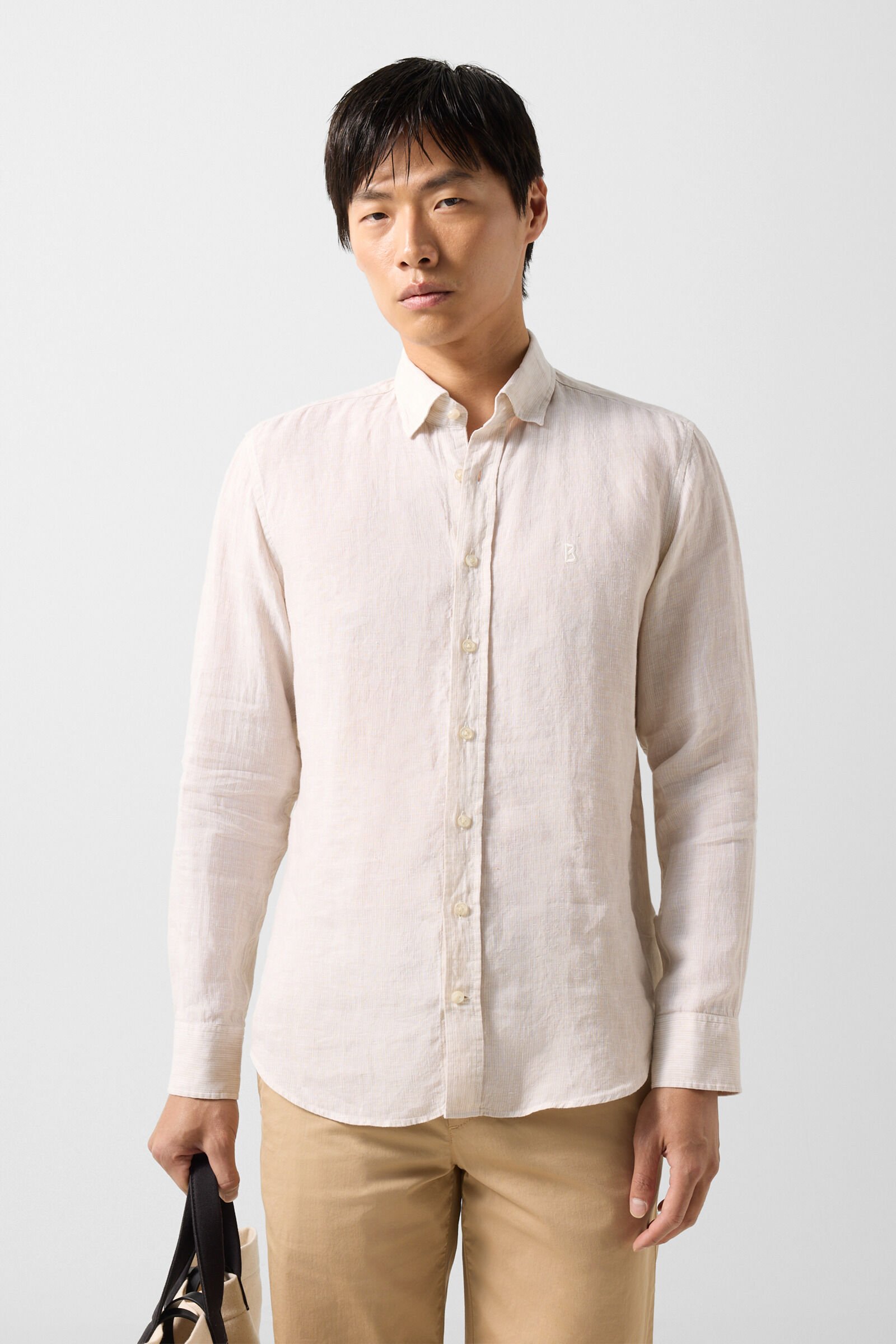 Timi linen shirt Sand/white