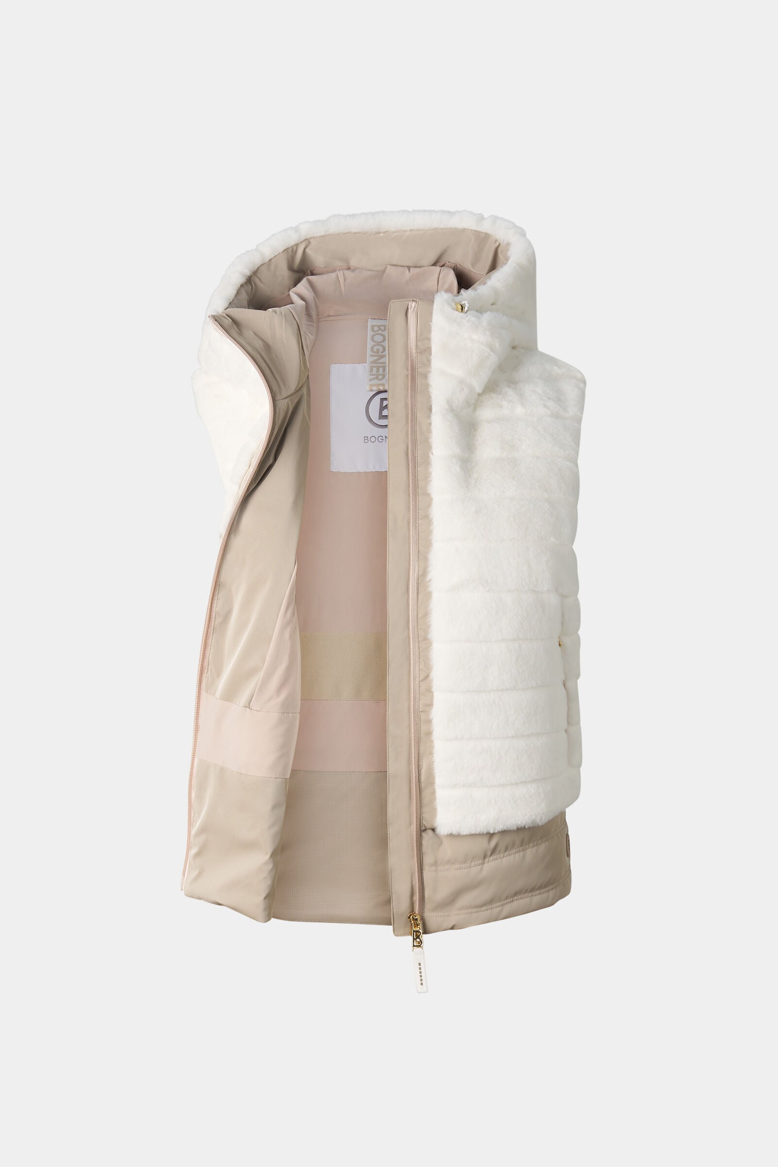 Faux-Fur-Daunenweste Manda Off-White/Beige