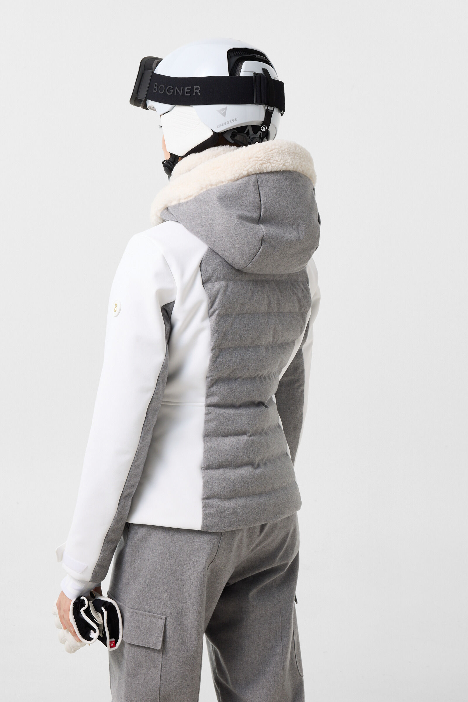Linn Down Ski Jacket Light grey/off-white