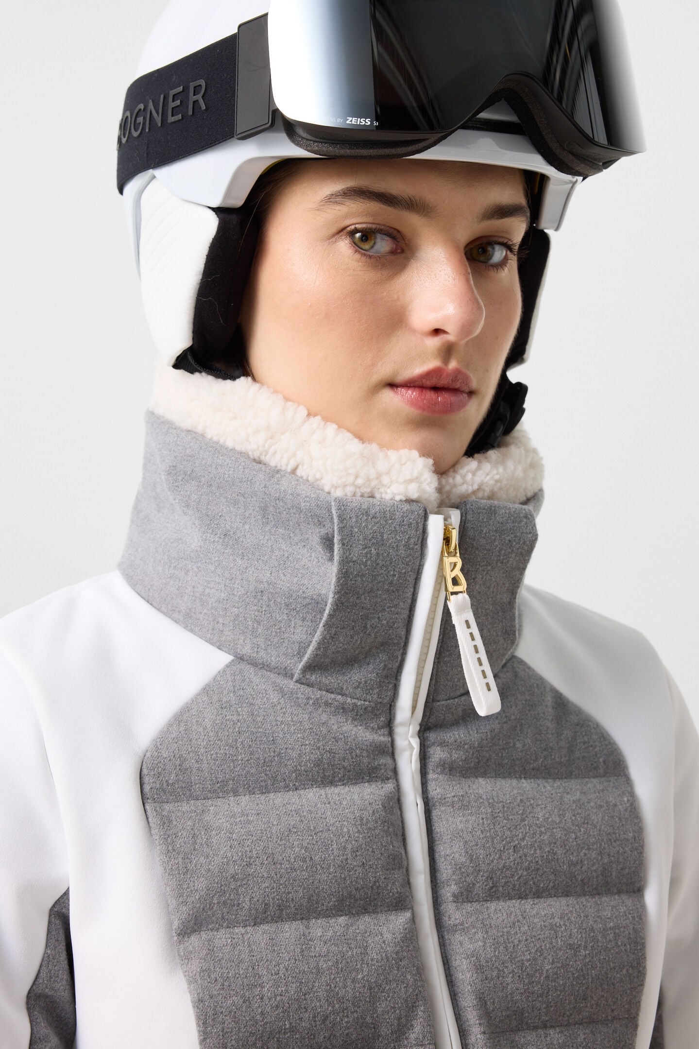 Linn Down Ski Jacket Light grey/off-white