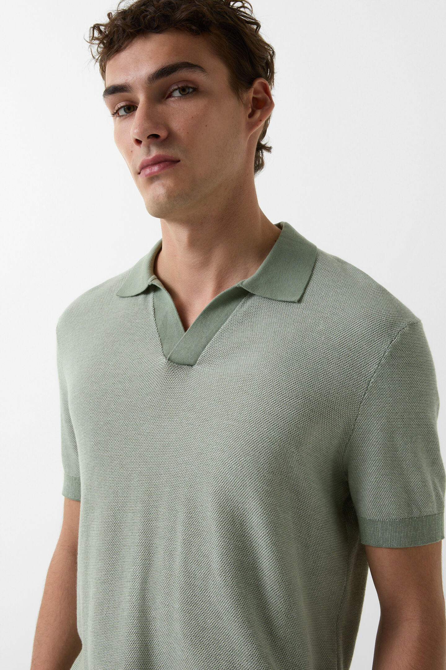 Strick-Polo-Shirt Lyon Eukalyptus