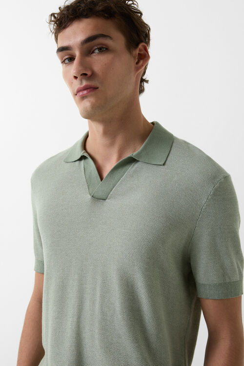 Strick-Polo-Shirt Lyon Eukalyptus