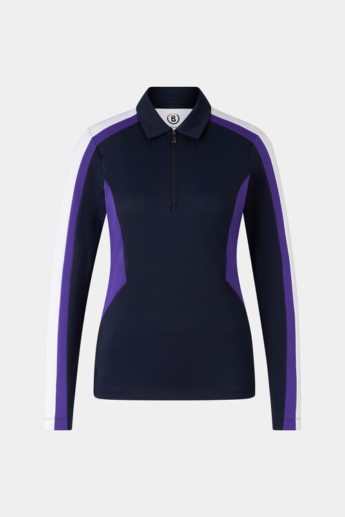 Funktions-Polo-Longsleeve Greta Navy-Blau/Violett