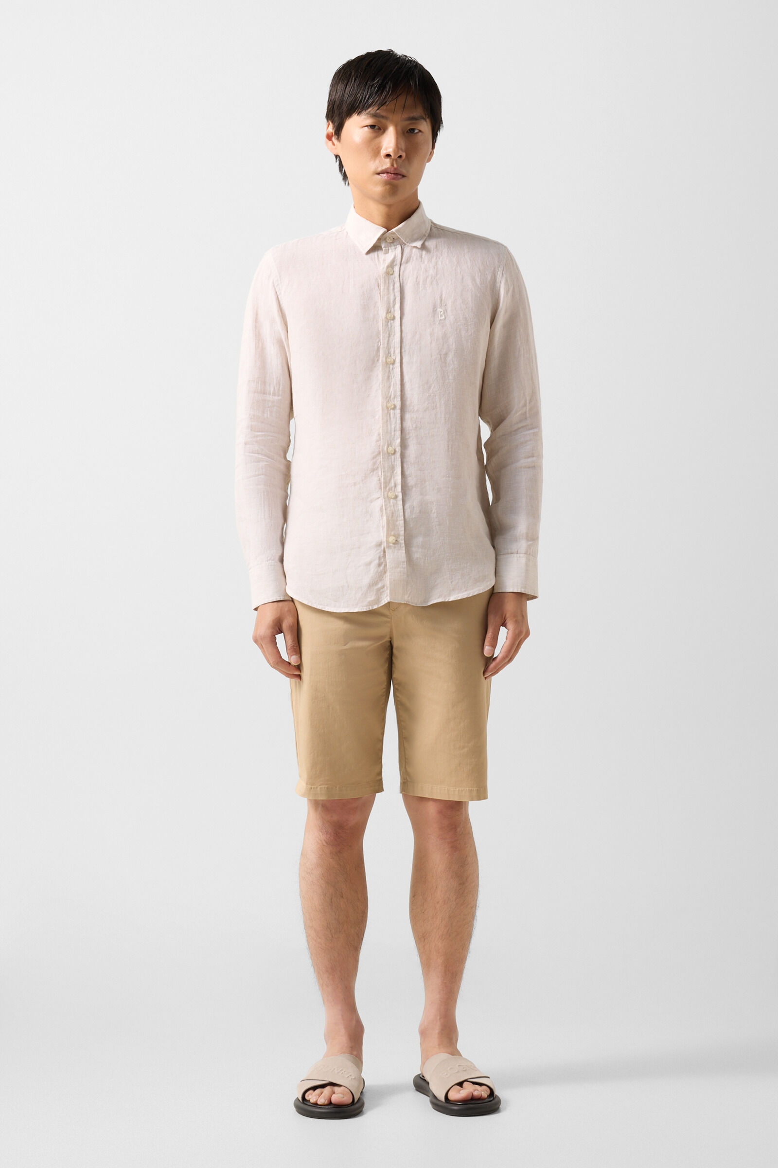 Timi linen shirt Sand/white