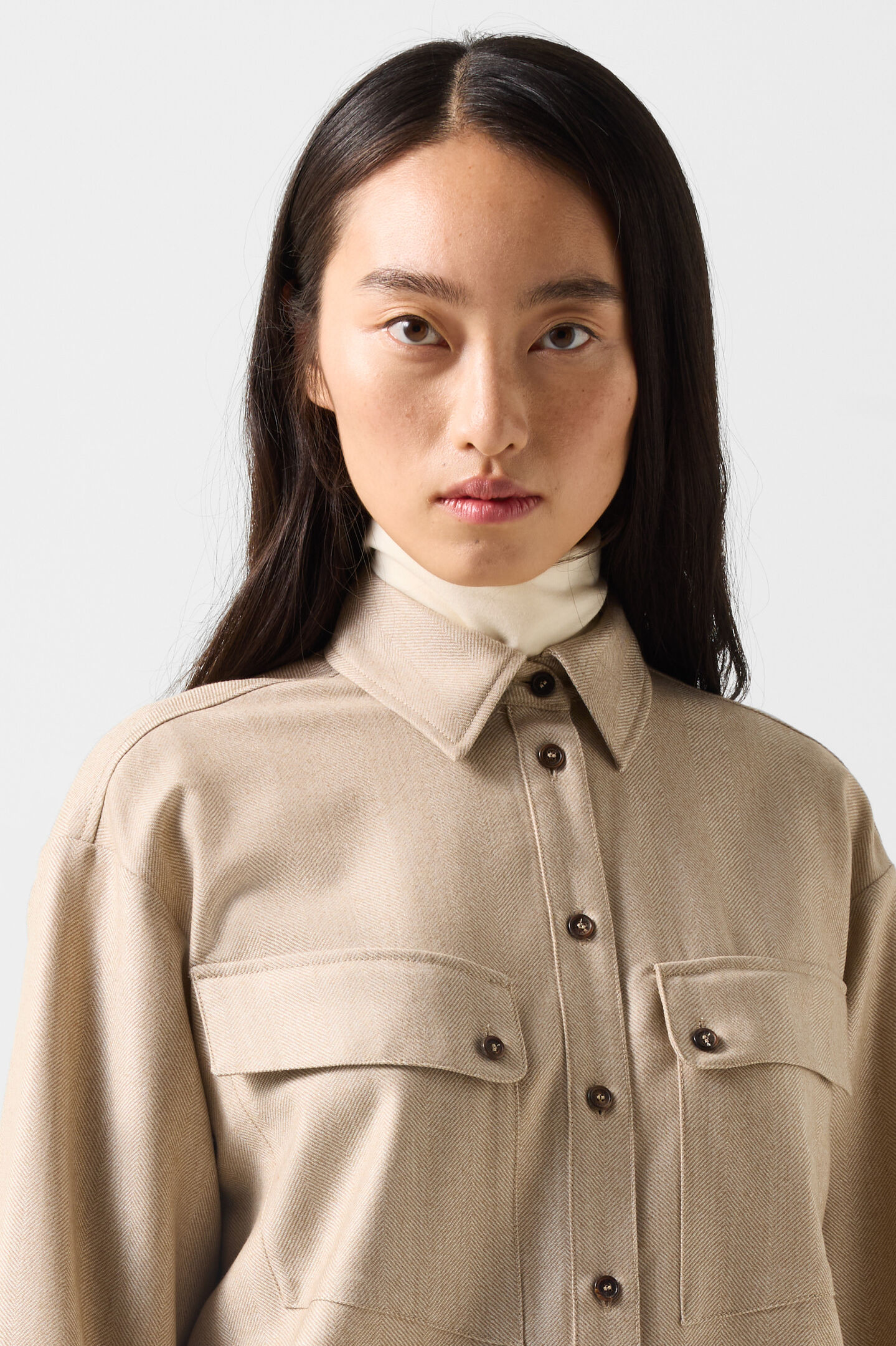 Robyn virgin wool shirt blouse Camel