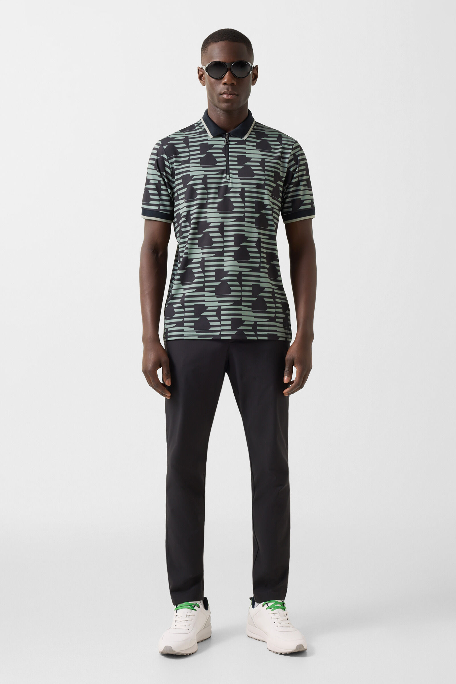 Funktions-Polo-Shirt Valentin Schwarz/Eukalyptus