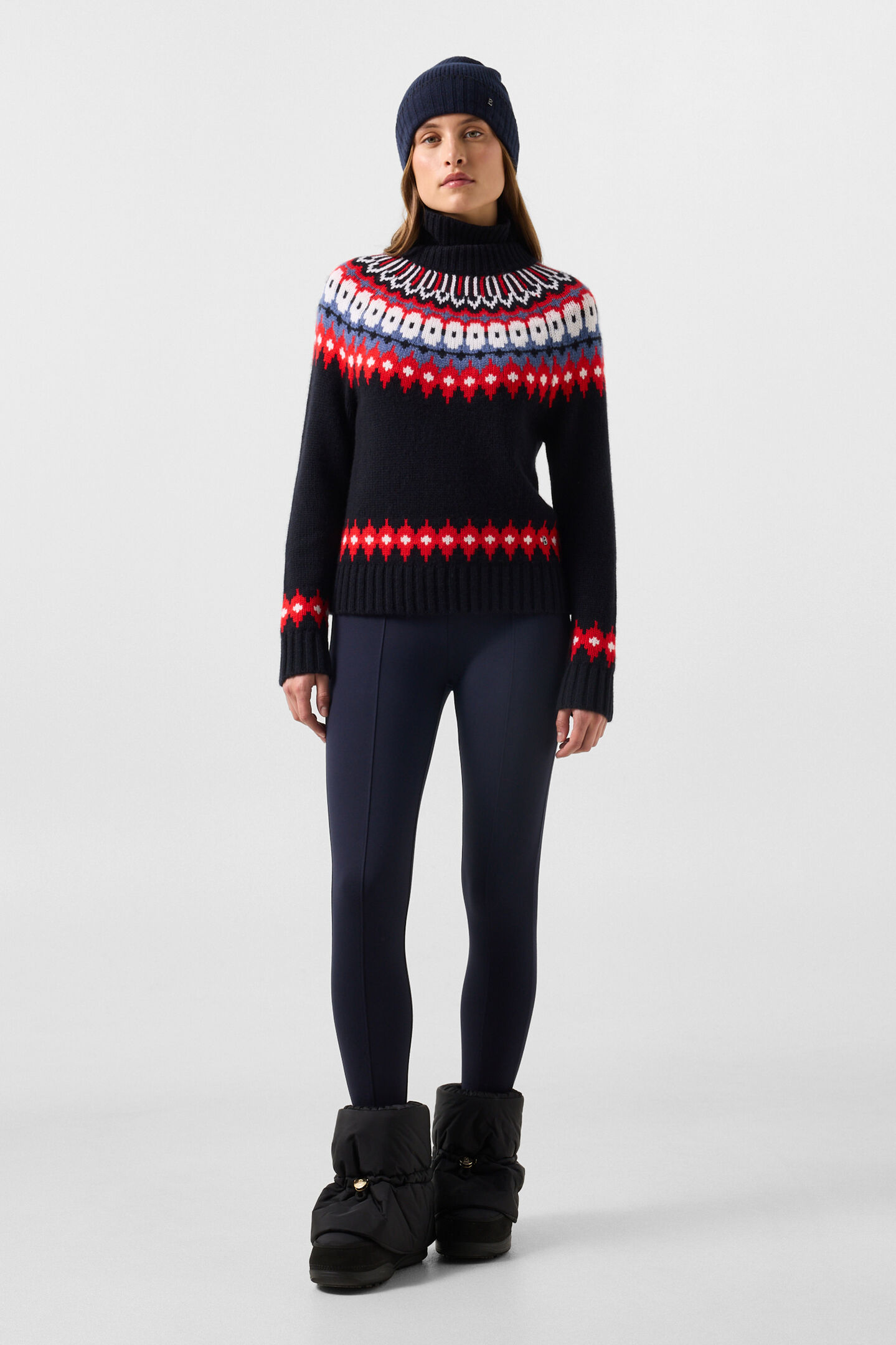 Kaschmir-Norweger-Pullover Ingrid Navy/Rot/Blau