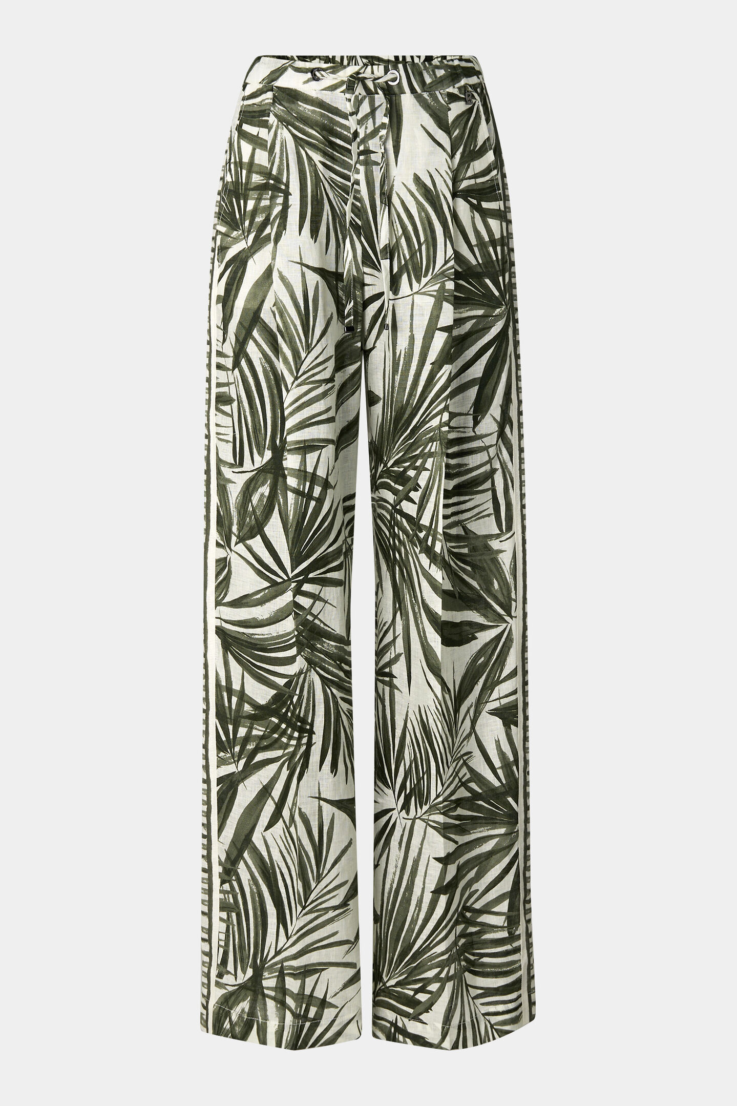 Linen trousers Gina Olive green/cream