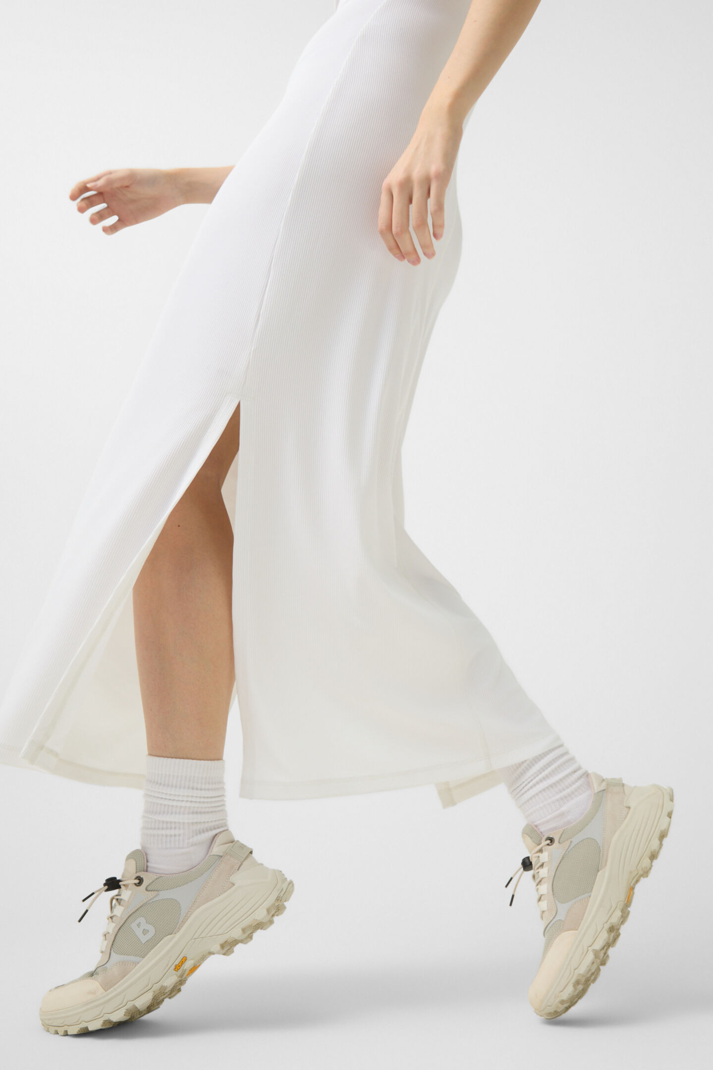 Rib knit dress Eleen White