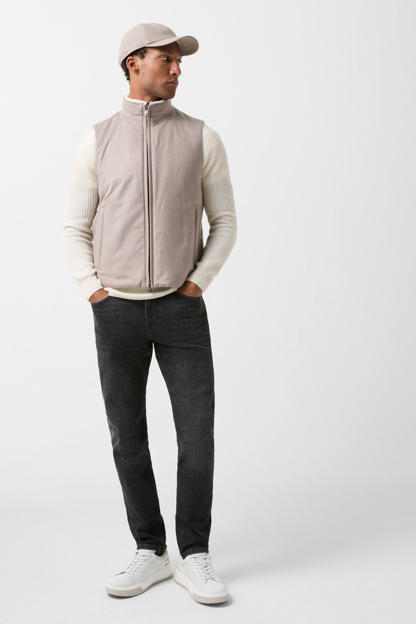 Cashmere waistcoat Nero Greige