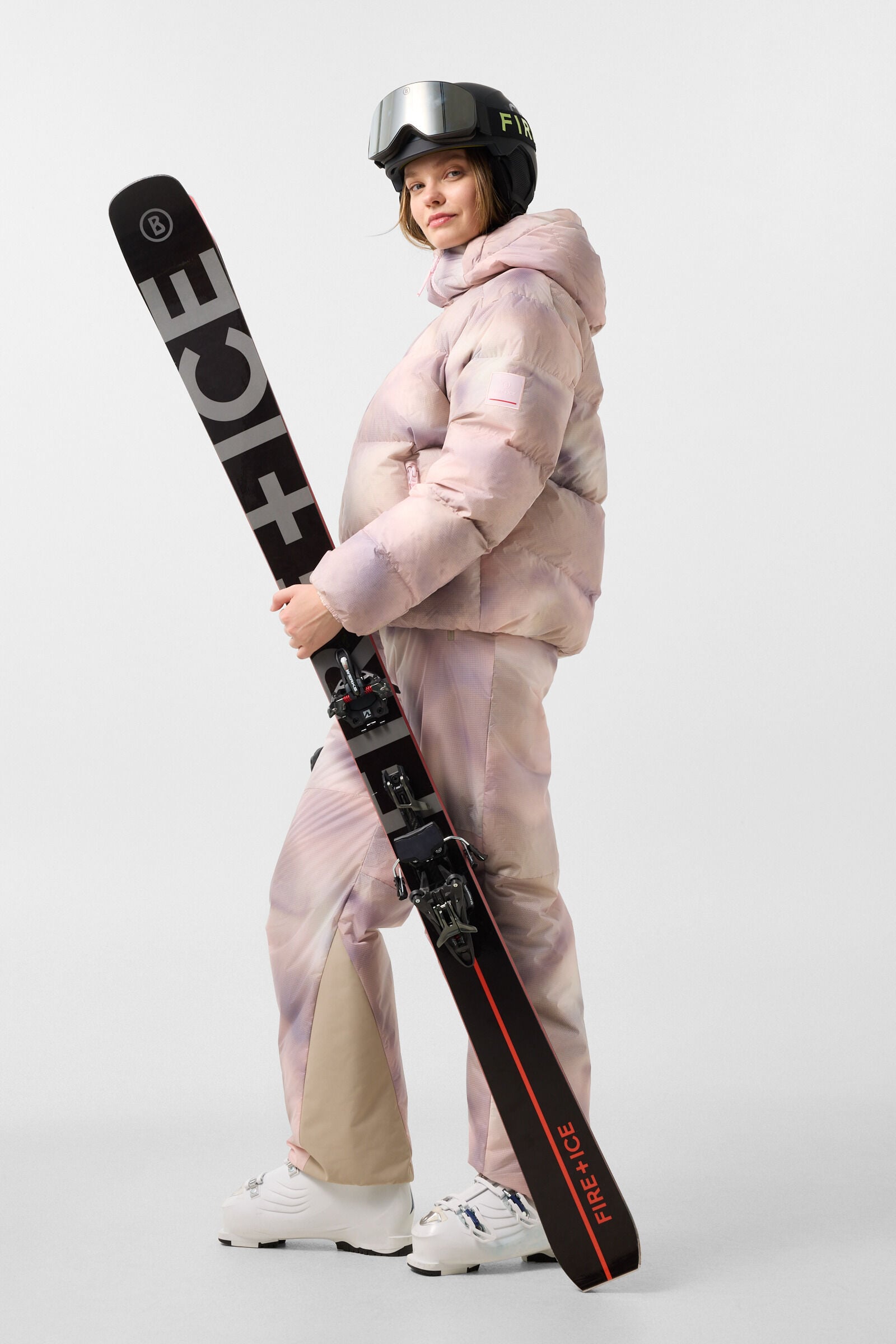 Vally Down Ski Jacket Beige/Pink