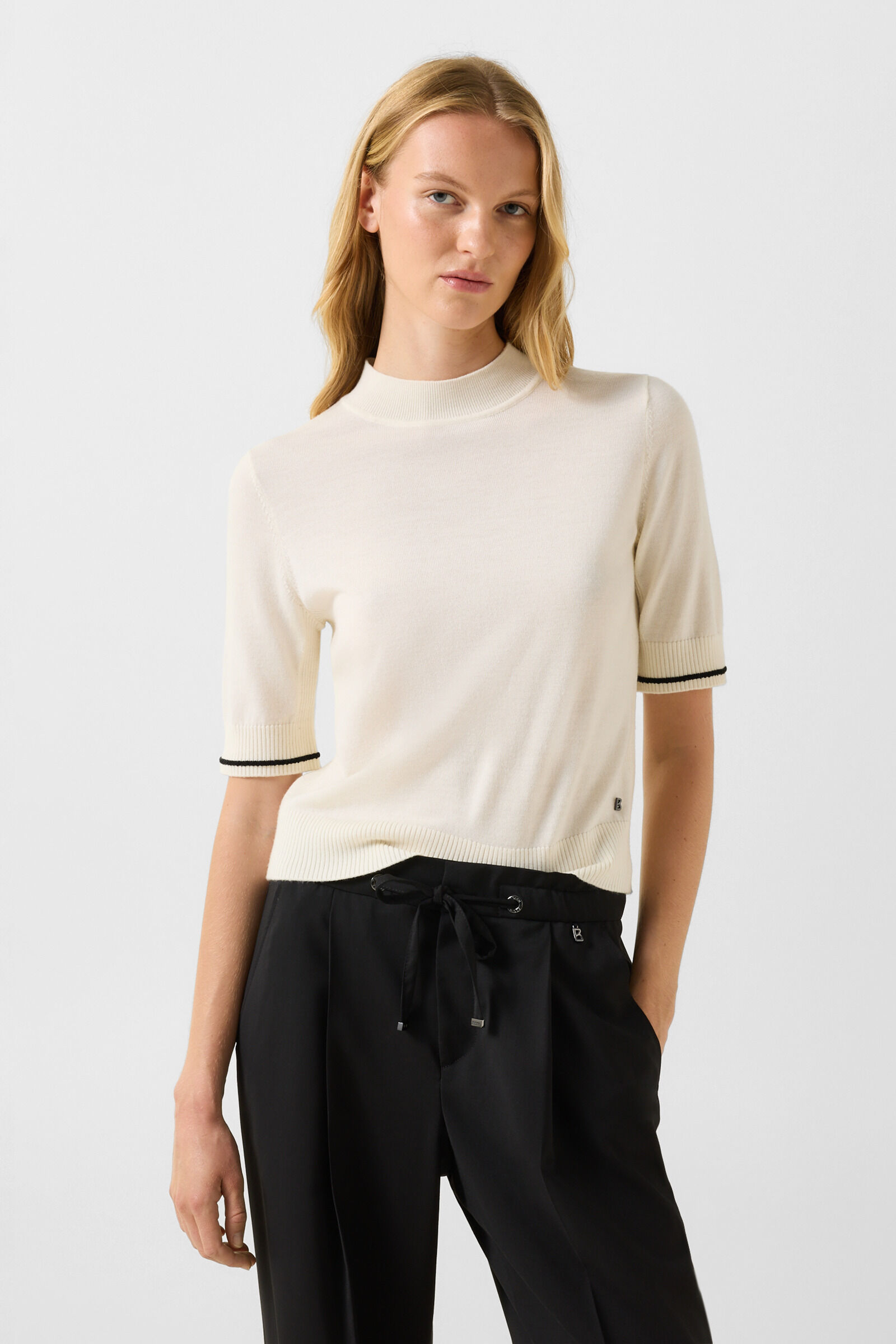 Schurwoll-Seiden-Strick-Shirt Antonia Off-White