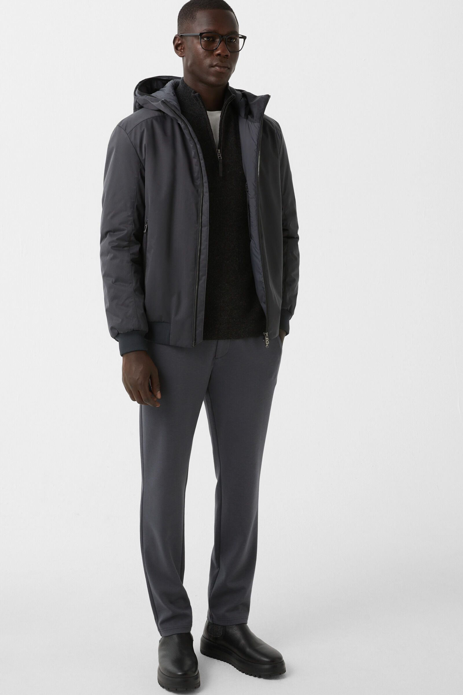 Pure new wool cashmere troyer Derek Anthracite